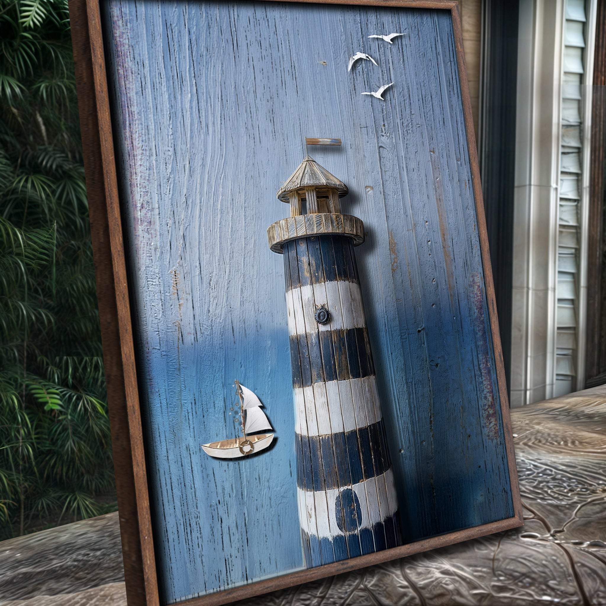 Wooden Lighthouse Coastal Wall Art III - Tailored Canvases - Flyclothing LLC