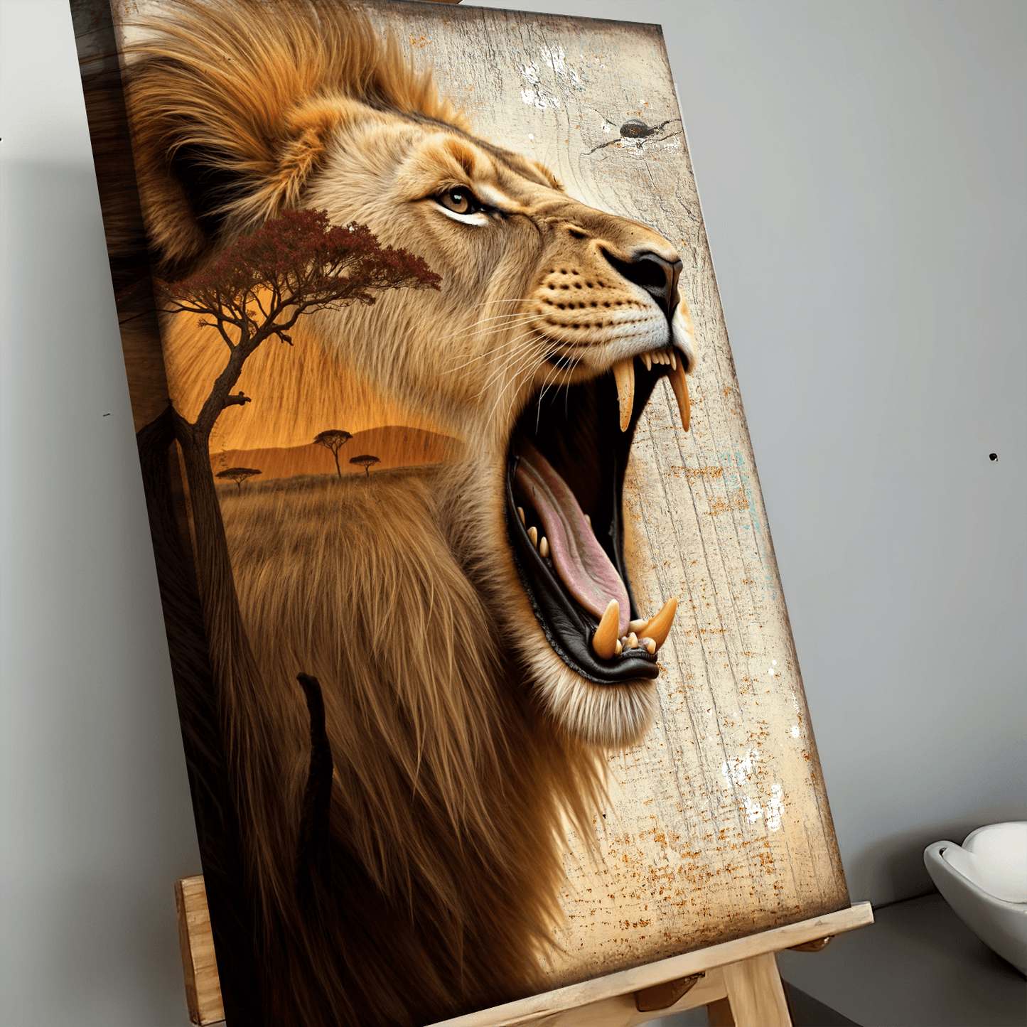 Lion Double Exposure Wall Art - Tailored Canvases - Flyclothing LLC