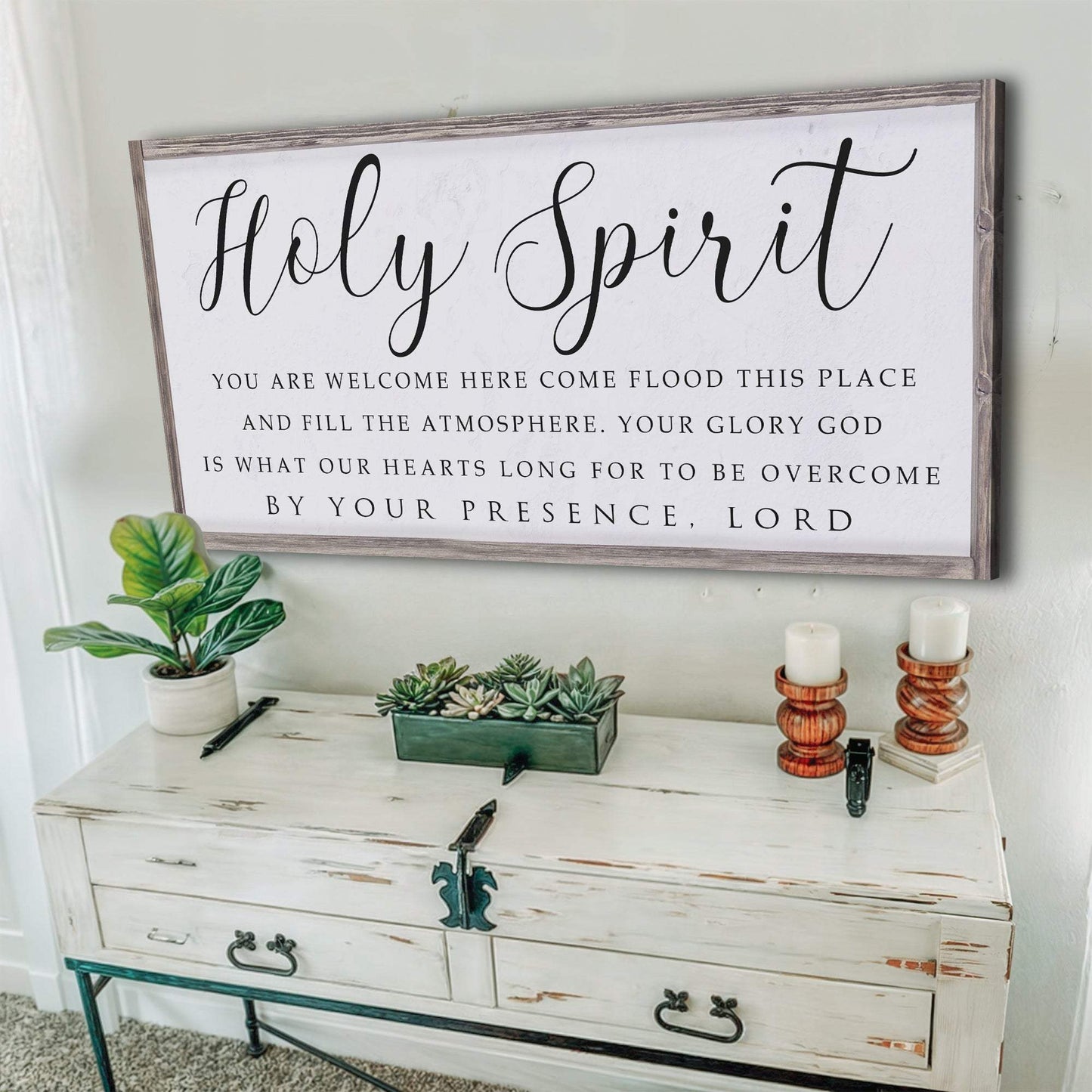 Holy Spirit You are Welcome Here Faith Sign II - Tailored Canvases - Flyclothing LLC