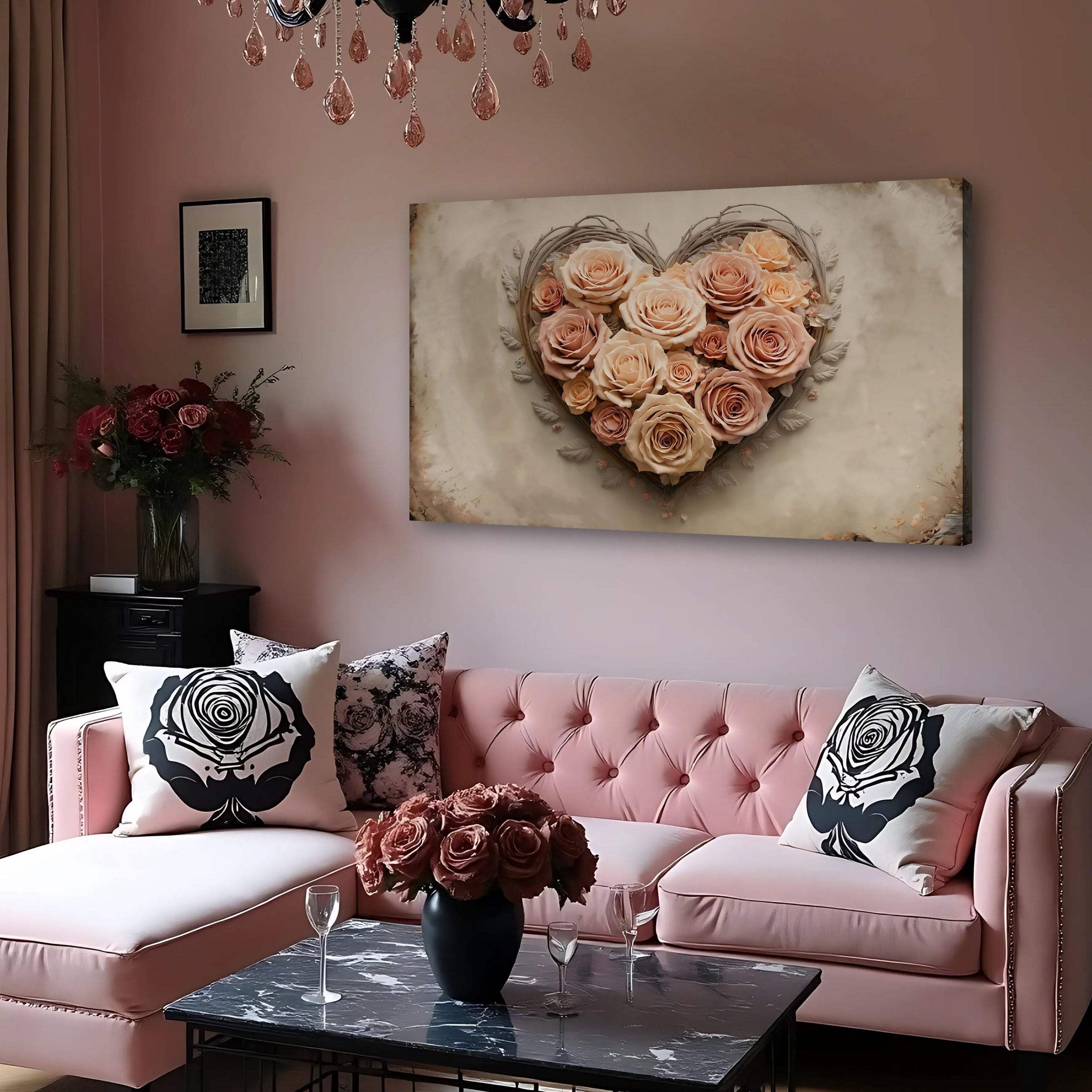 3D Floral Heart Wall Art III - Tailored Canvases - Flyclothing LLC