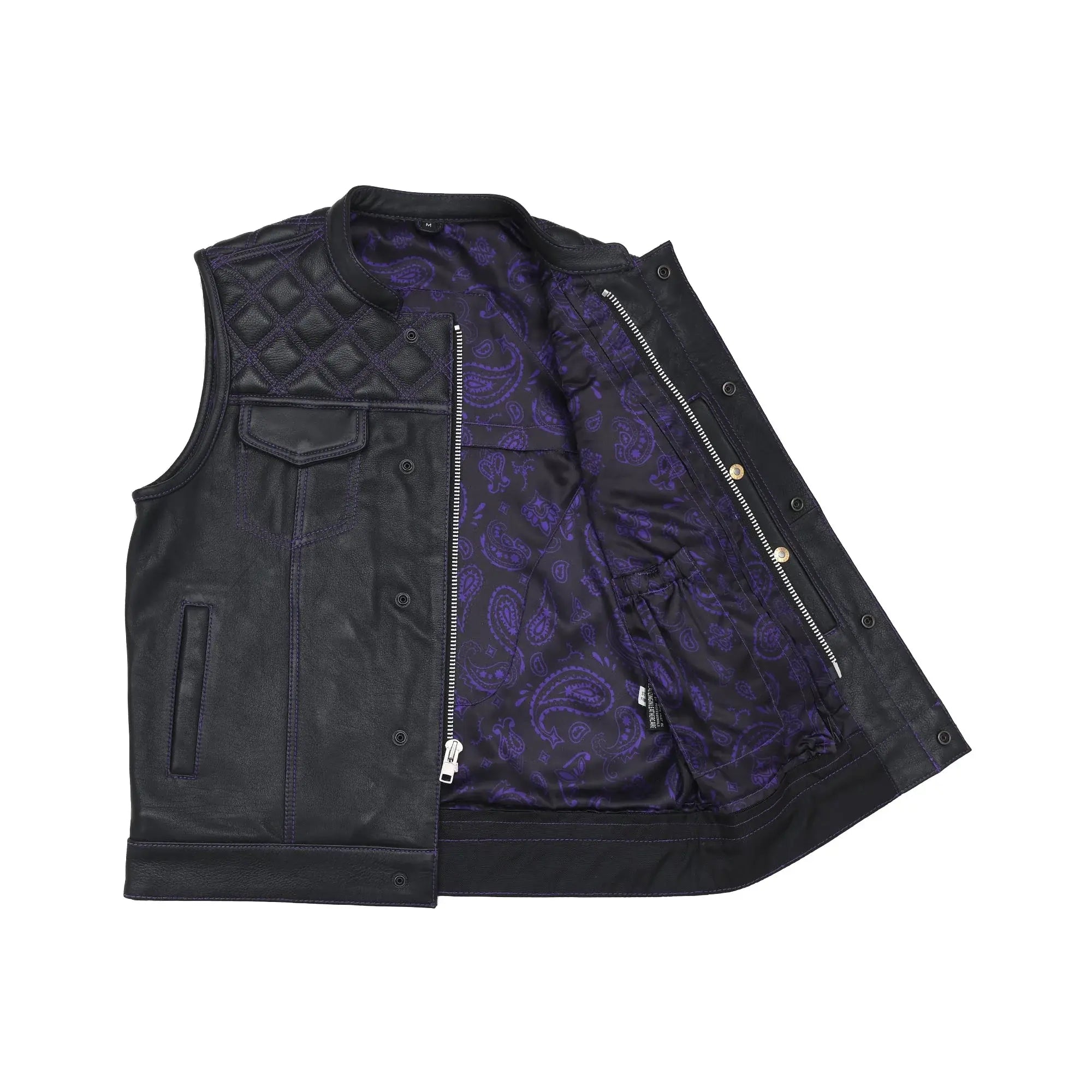 Downside Men's Motorcycle Leather Vest - First Manufacturing Company - Flyclothing LLC