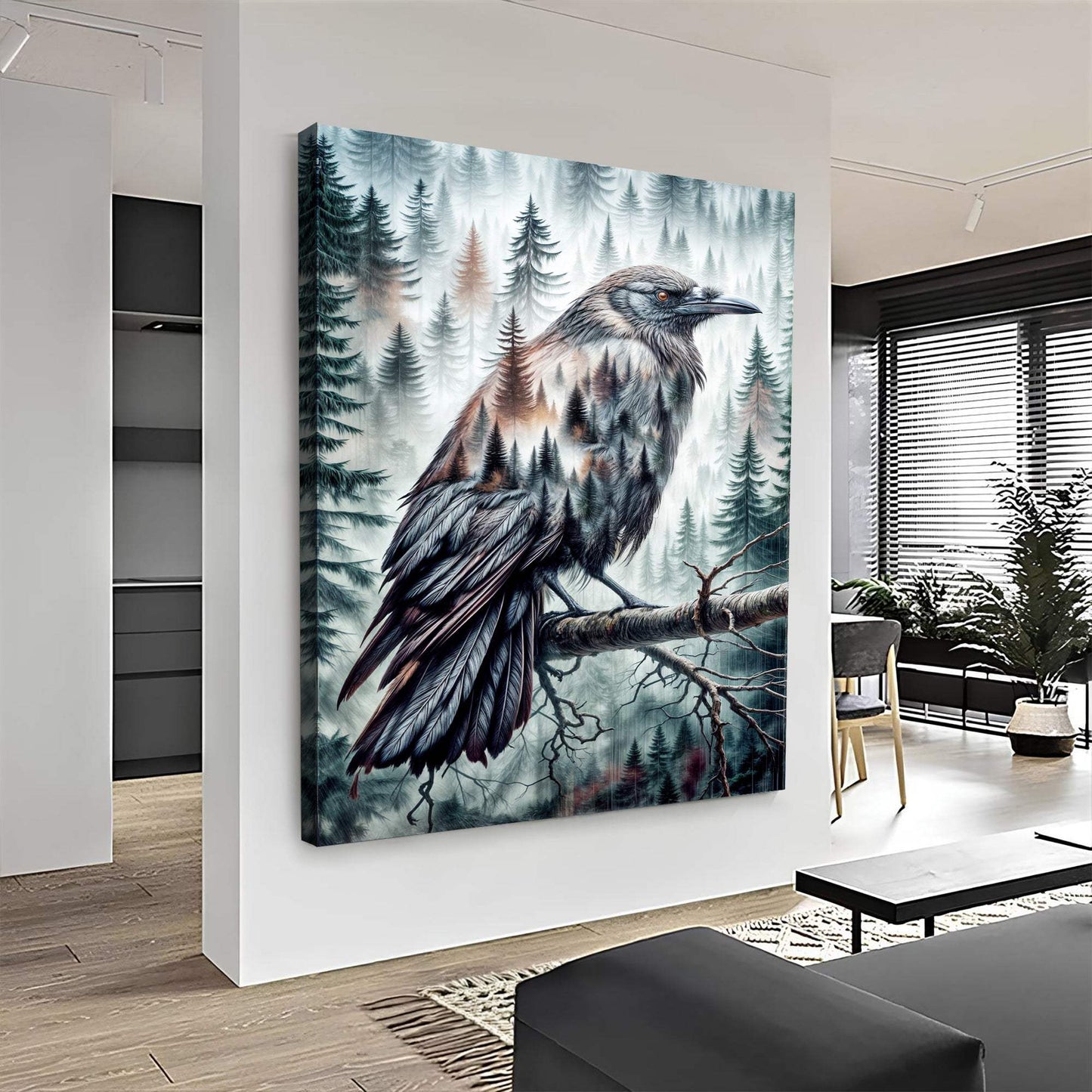 Crow Double Exposure Wall Art - Tailored Canvases - Flyclothing LLC