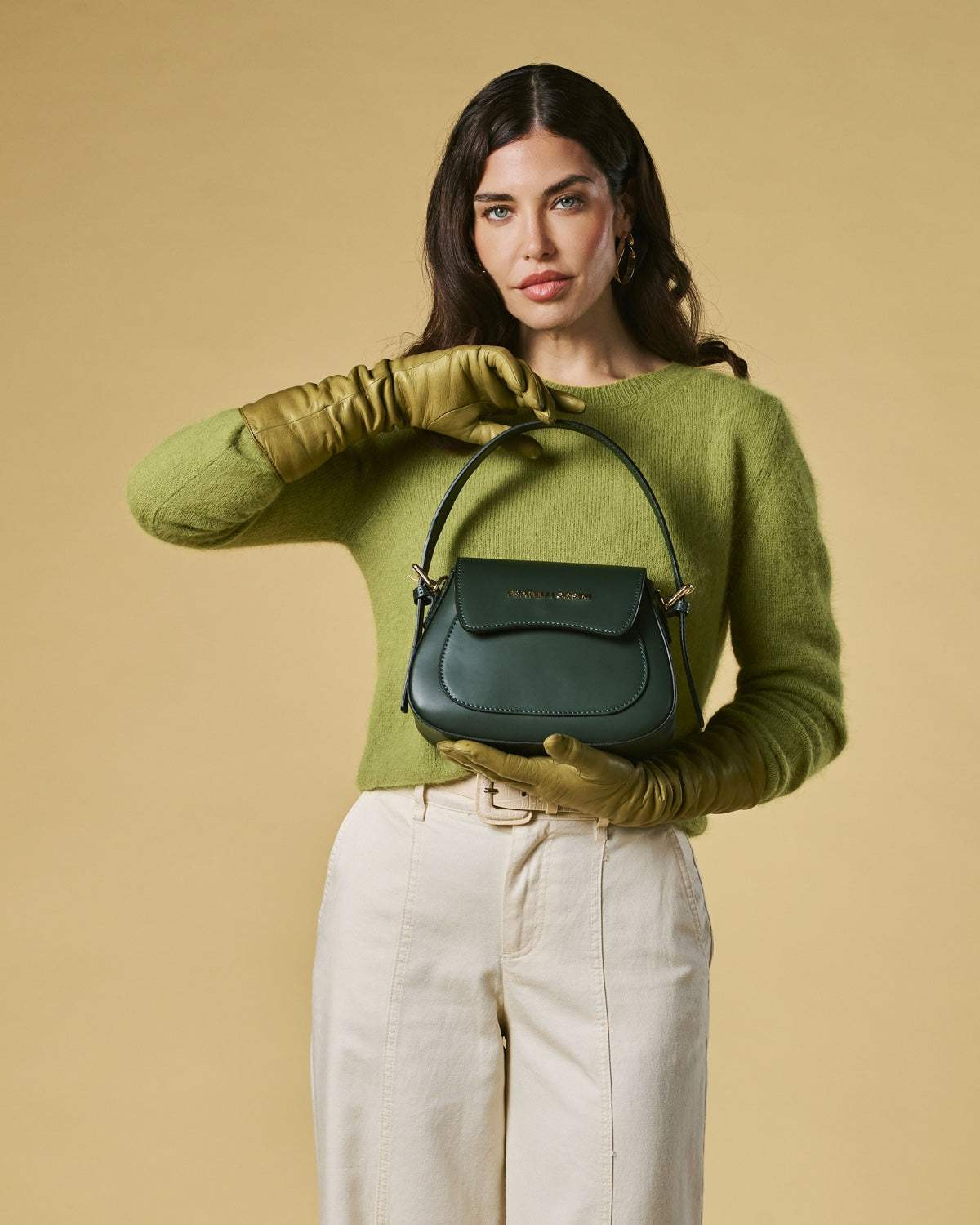 Ottavia (green) - Italian calf leather women's crossbody bag (with shoulder strap)