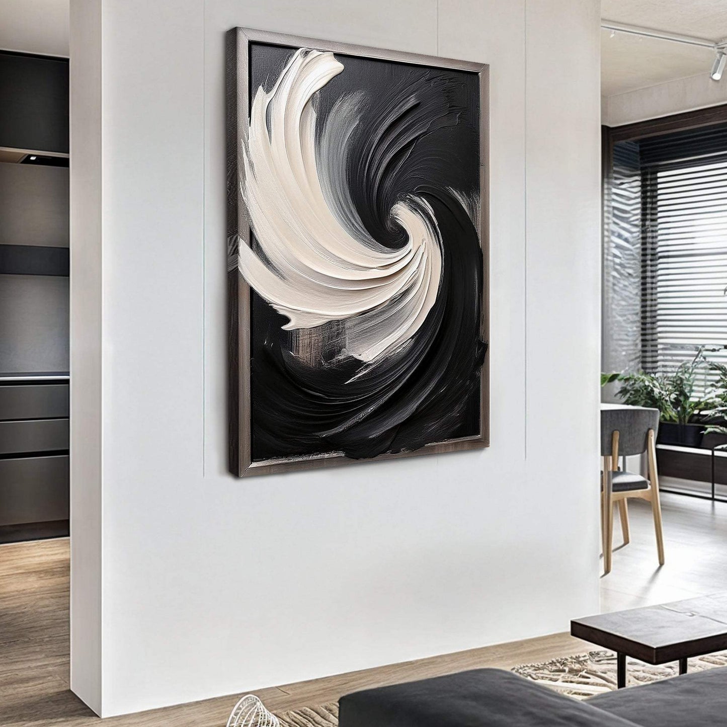 Black and White Vortex Abstract Wall Art - Tailored Canvases - Flyclothing LLC