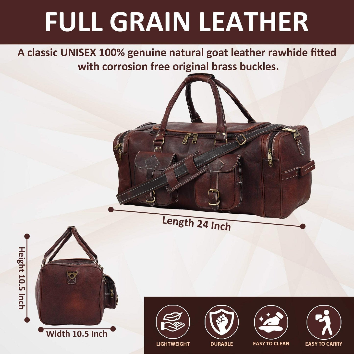 Vintage Dark Brown Traveller Duffle Bag - Classy Leather Bags - Flyclothing LLC