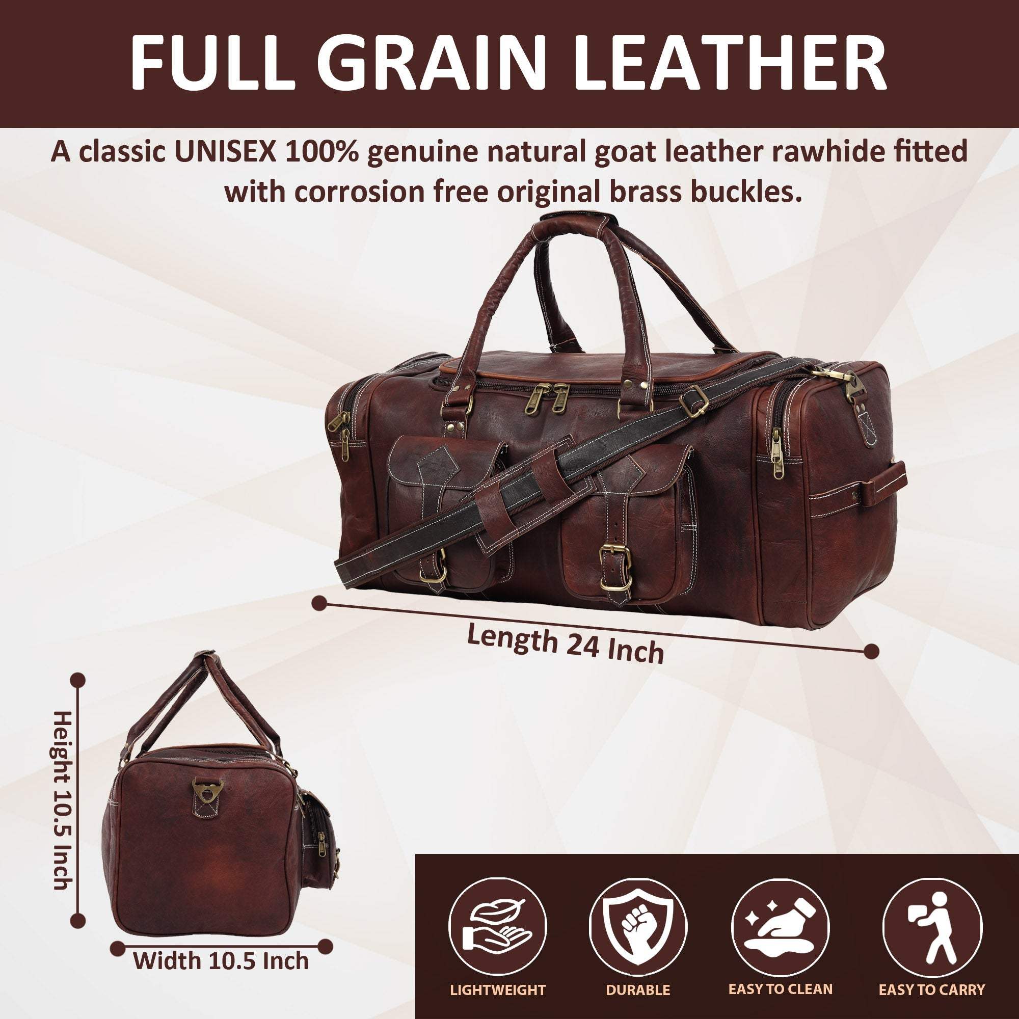 Vintage Dark Brown Traveller Duffle Bag - Classy Leather Bags - Flyclothing LLC