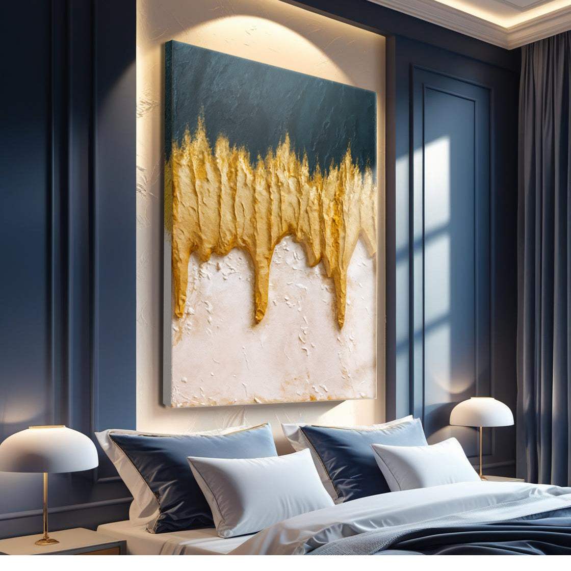 Abstract Blue And Gold Wall Art - Tailored Canvases - Flyclothing LLC