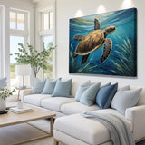 Turtle In Seagrass Coastal Wall Art - Tailored Canvases - Flyclothing LLC