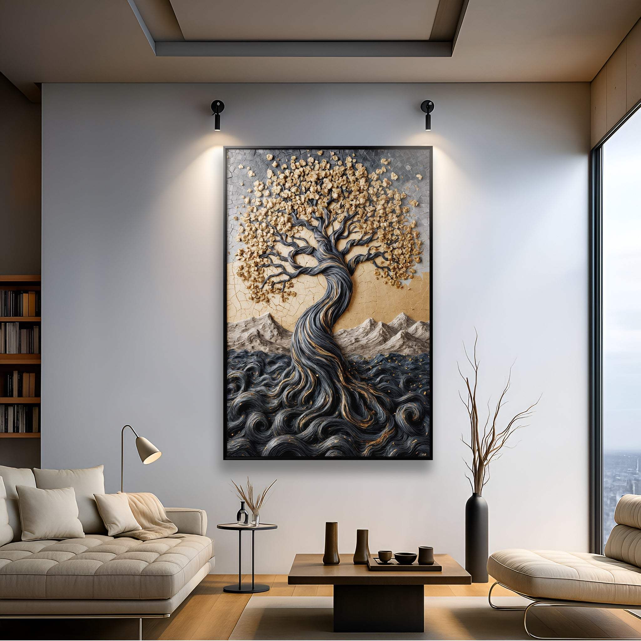 Golden Tree of Life Minimalist Wall Art - Tailored Canvases - Flyclothing LLC