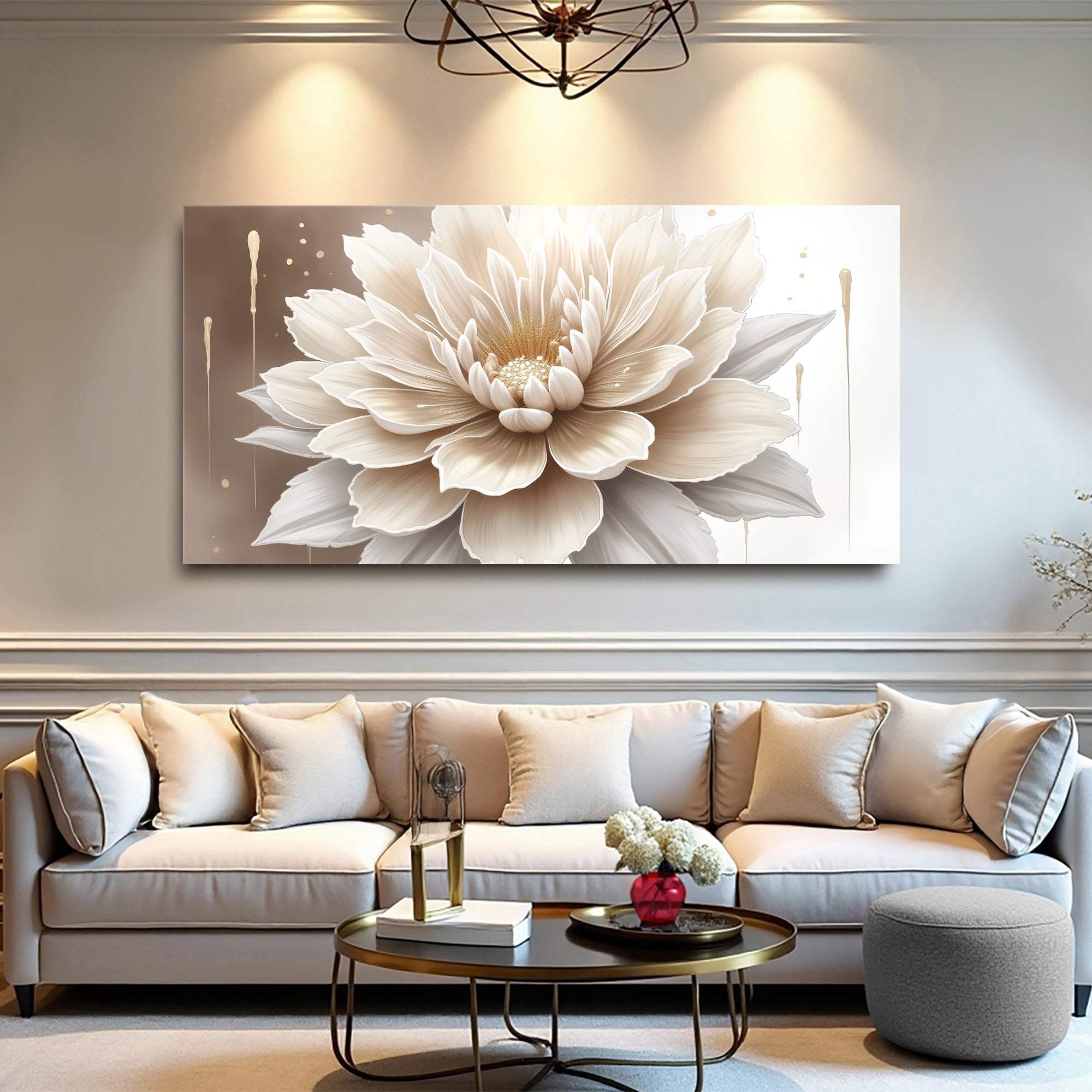 Single Beige Flower Abstract Wall Art - Tailored Canvases - Flyclothing LLC