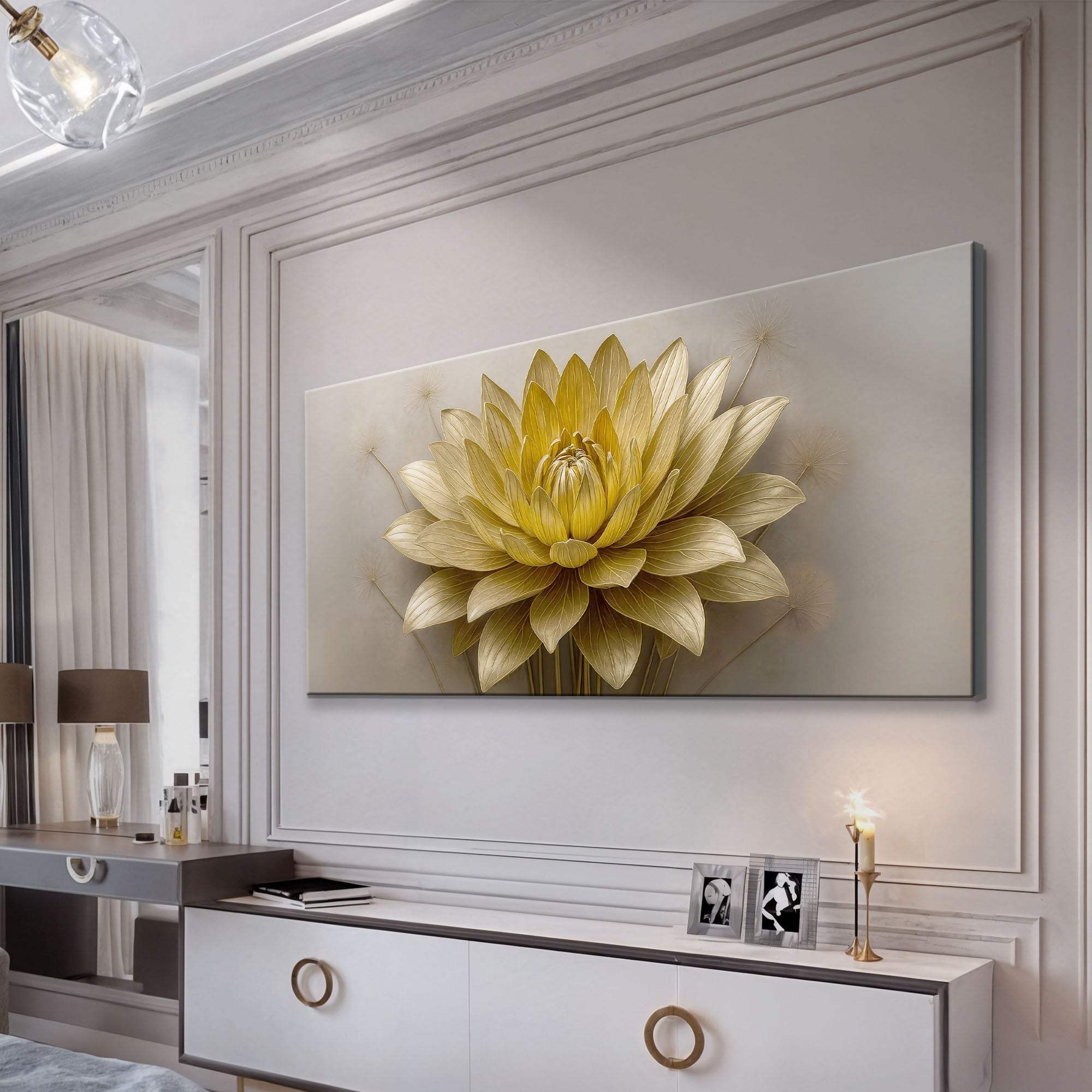 Golden Lotus Minimalist Abstract Wall Art III - Tailored Canvases - Flyclothing LLC
