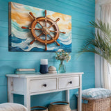 Sailboat Ship Wheel Coastal Wall Art II - Tailored Canvases - Flyclothing LLC