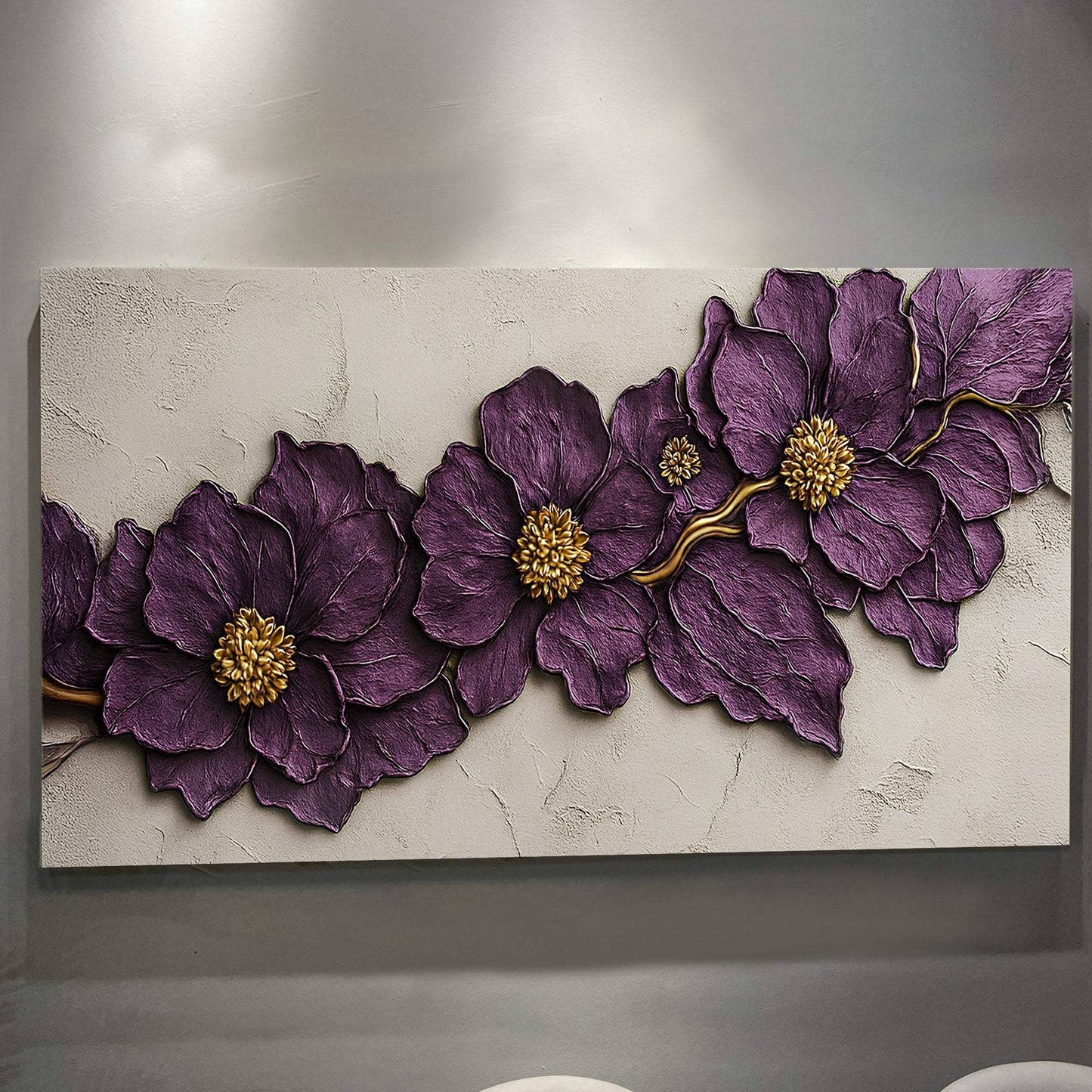 Purple Flower Plaster Wall Art - Tailored Canvases - Flyclothing LLC