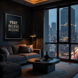 Matthew 21:22 - Pray Believe Receive Faith Sign III - Tailored Canvases - Flyclothing LLC