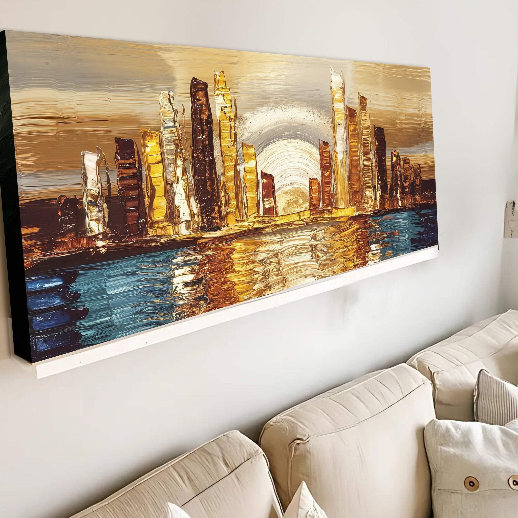 Golden Metropolis Abstract Impasto Wall Art - Tailored Canvases - Flyclothing LLC