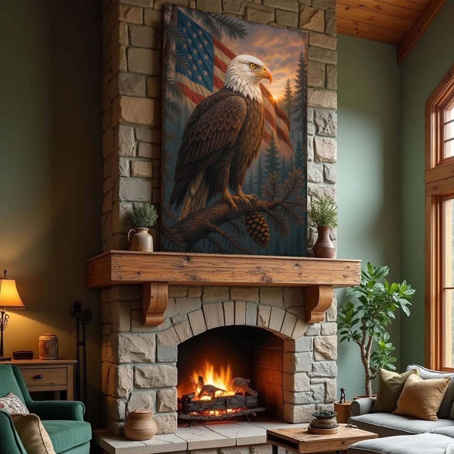 Sentinel of the Pines Eagle Wall Art - Tailored Canvases - Flyclothing LLC