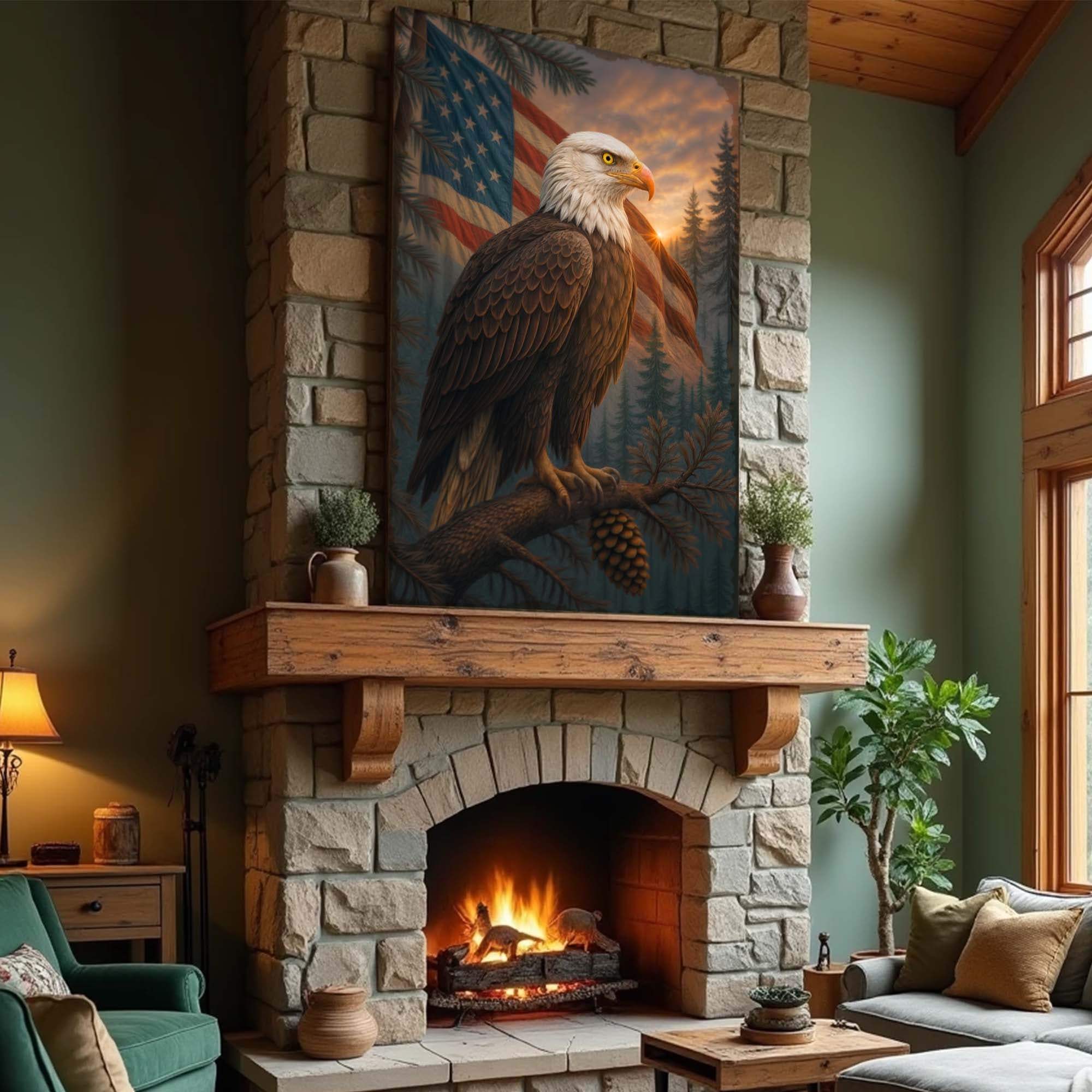 Sentinel of the Pines Eagle Wall Art - Tailored Canvases - Flyclothing LLC