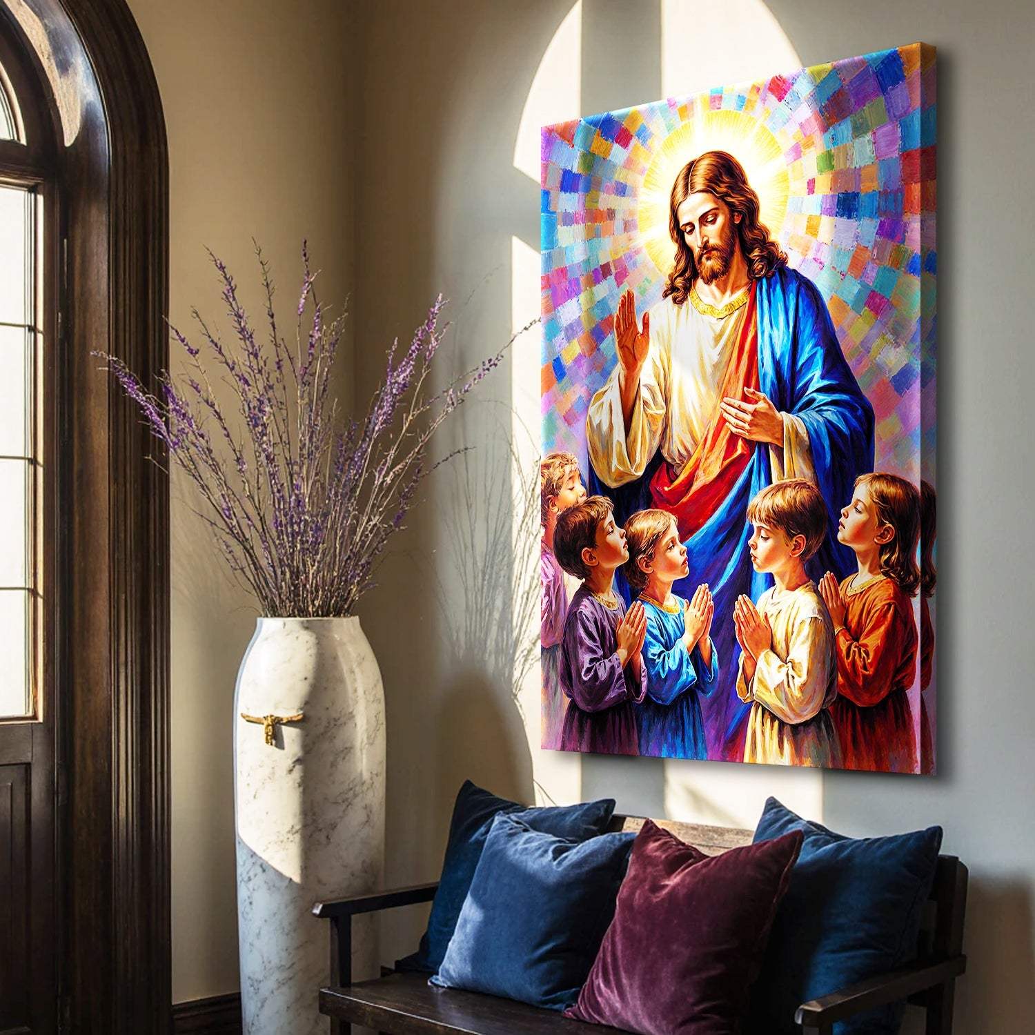 Jesus Praying With Kids Faith Wall Art - Tailored Canvases - Flyclothing LLC