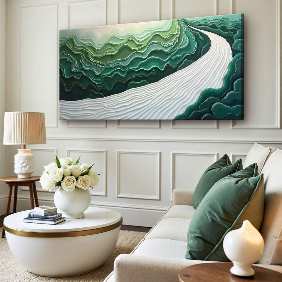 Green Rivers Abstract Wall Art III - Tailored Canvases - Flyclothing LLC