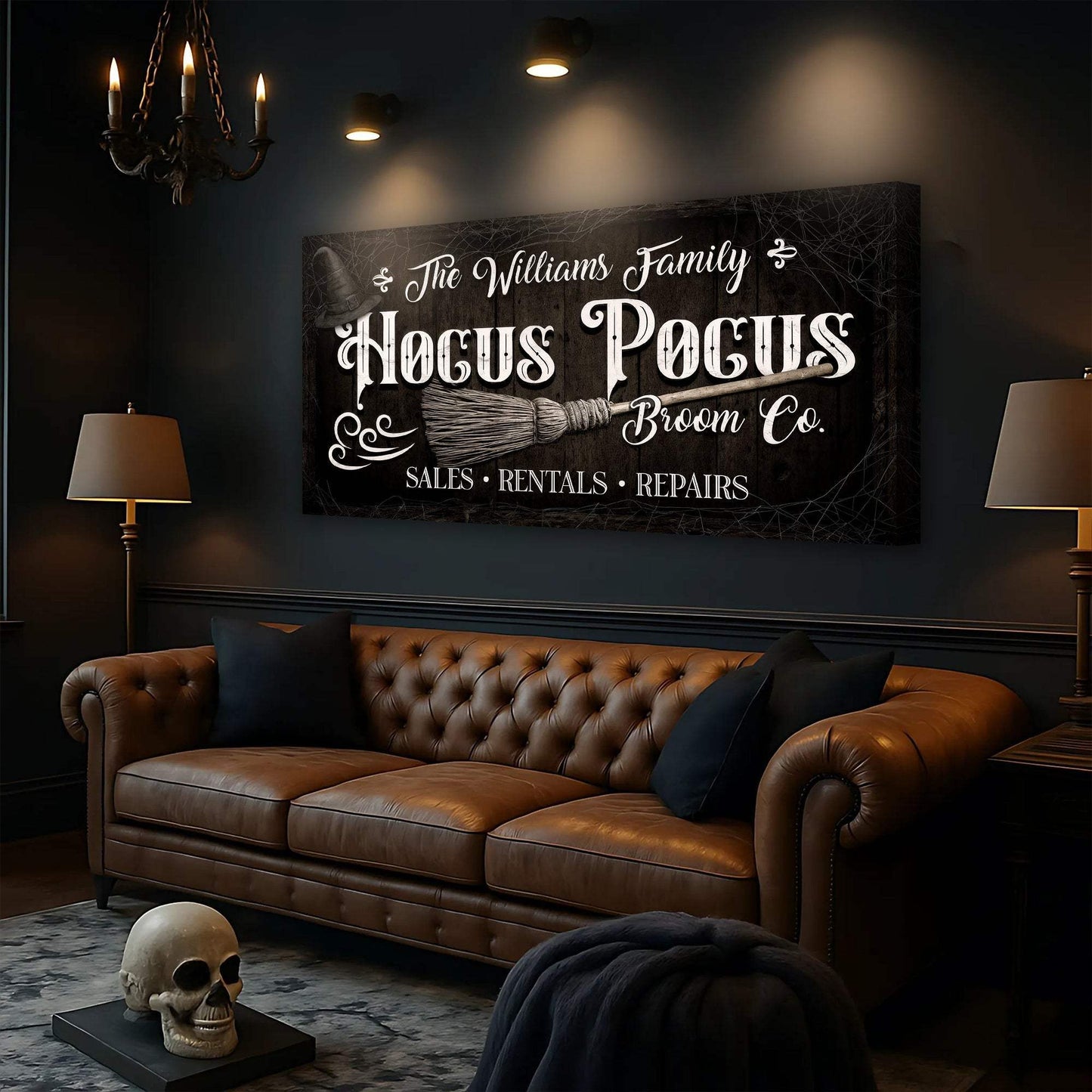 Personalized Hocus Pocus Broom Co. Wall Sign - Tailored Canvases - Flyclothing LLC