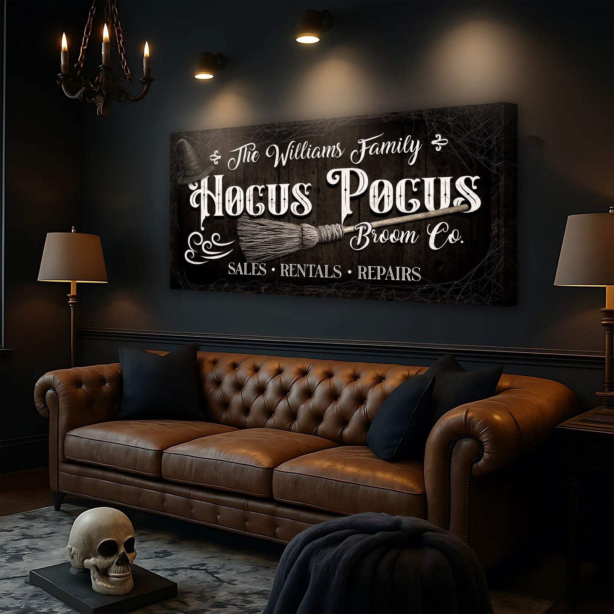 Personalized Hocus Pocus Broom Co. Wall Sign - Tailored Canvases - Flyclothing LLC