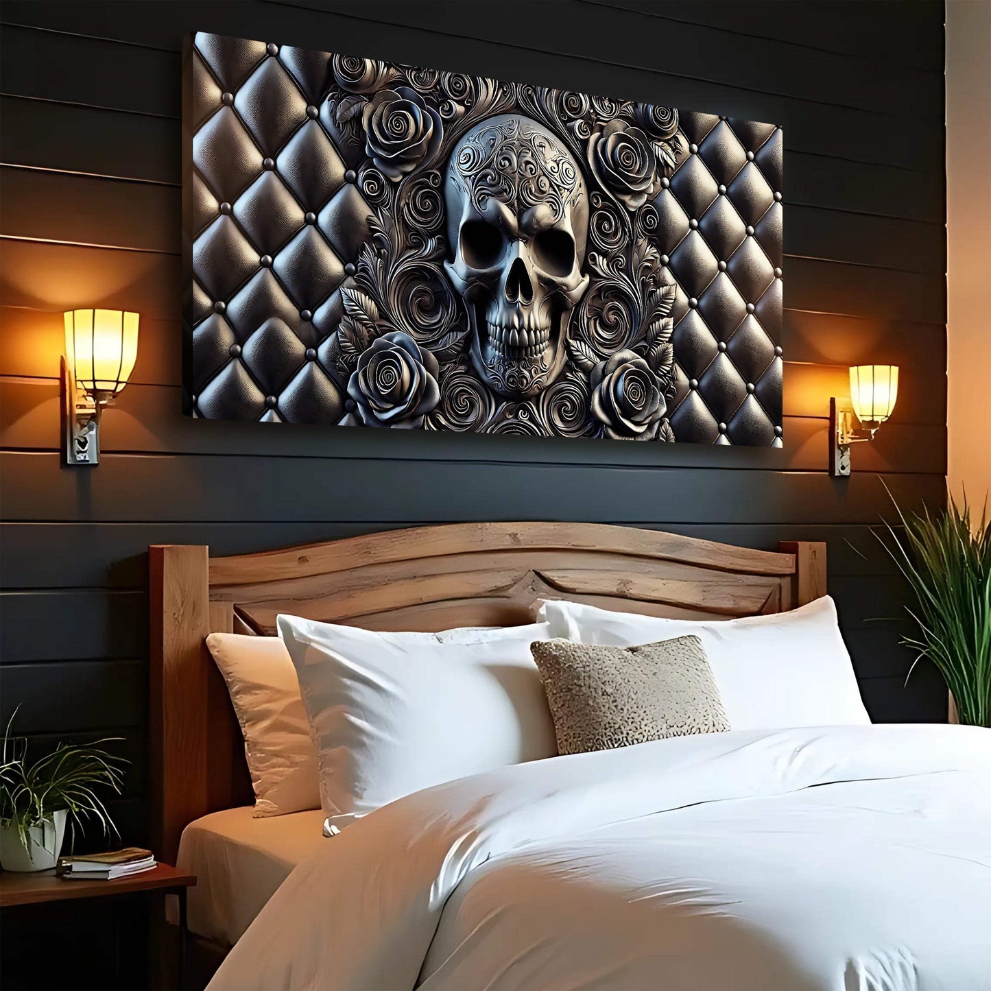 3D Rose And Skull Wall Art IV - Tailored Canvases - Flyclothing LLC