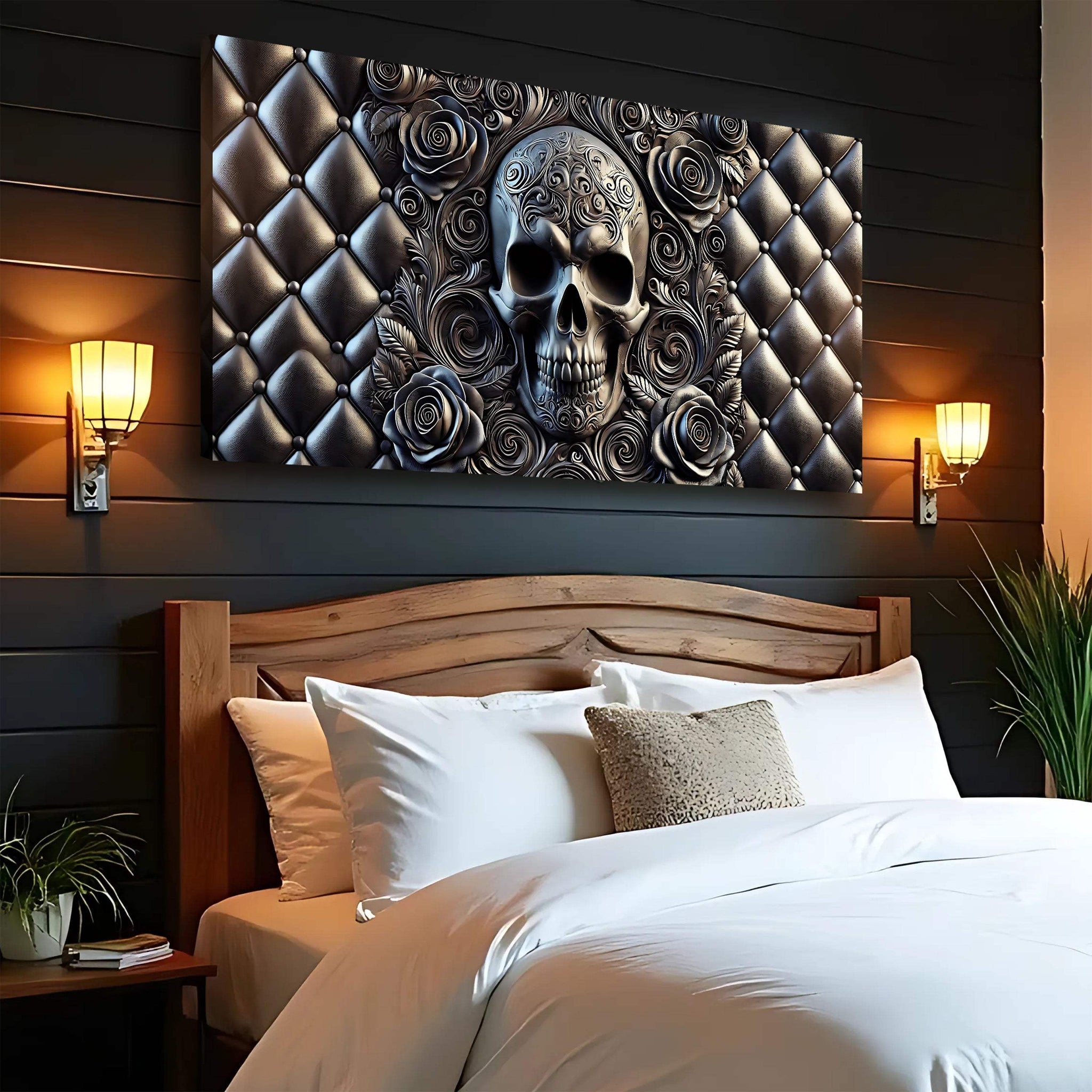 3D Rose And Skull Wall Art IV - Tailored Canvases - Flyclothing LLC