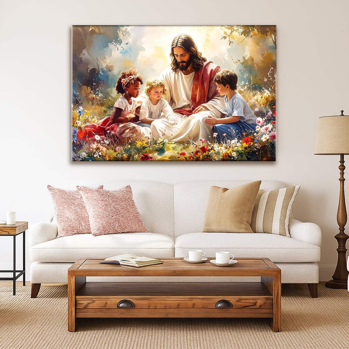 Jesus With Children Faith Wall Art VIII - Tailored Canvases - Flyclothing LLC