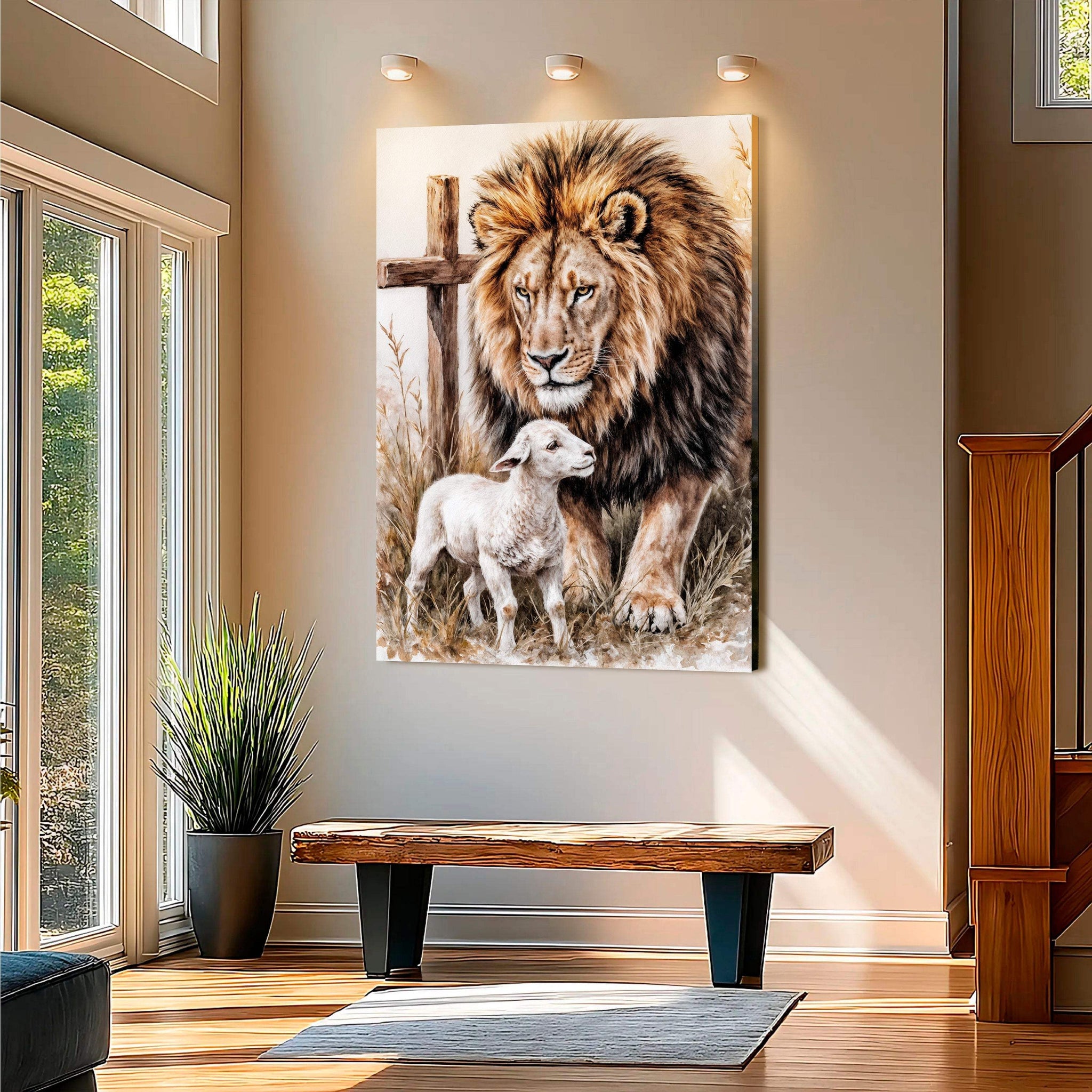Lion And Sheep Faith Wall Art II - Tailored Canvases - Flyclothing LLC