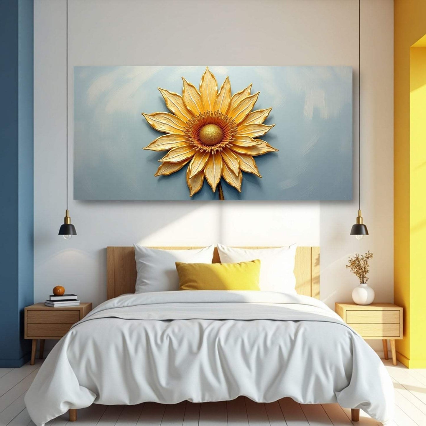 Golden Dandelion Minimalist Abstract Wall Art II - Tailored Canvases - Flyclothing LLC