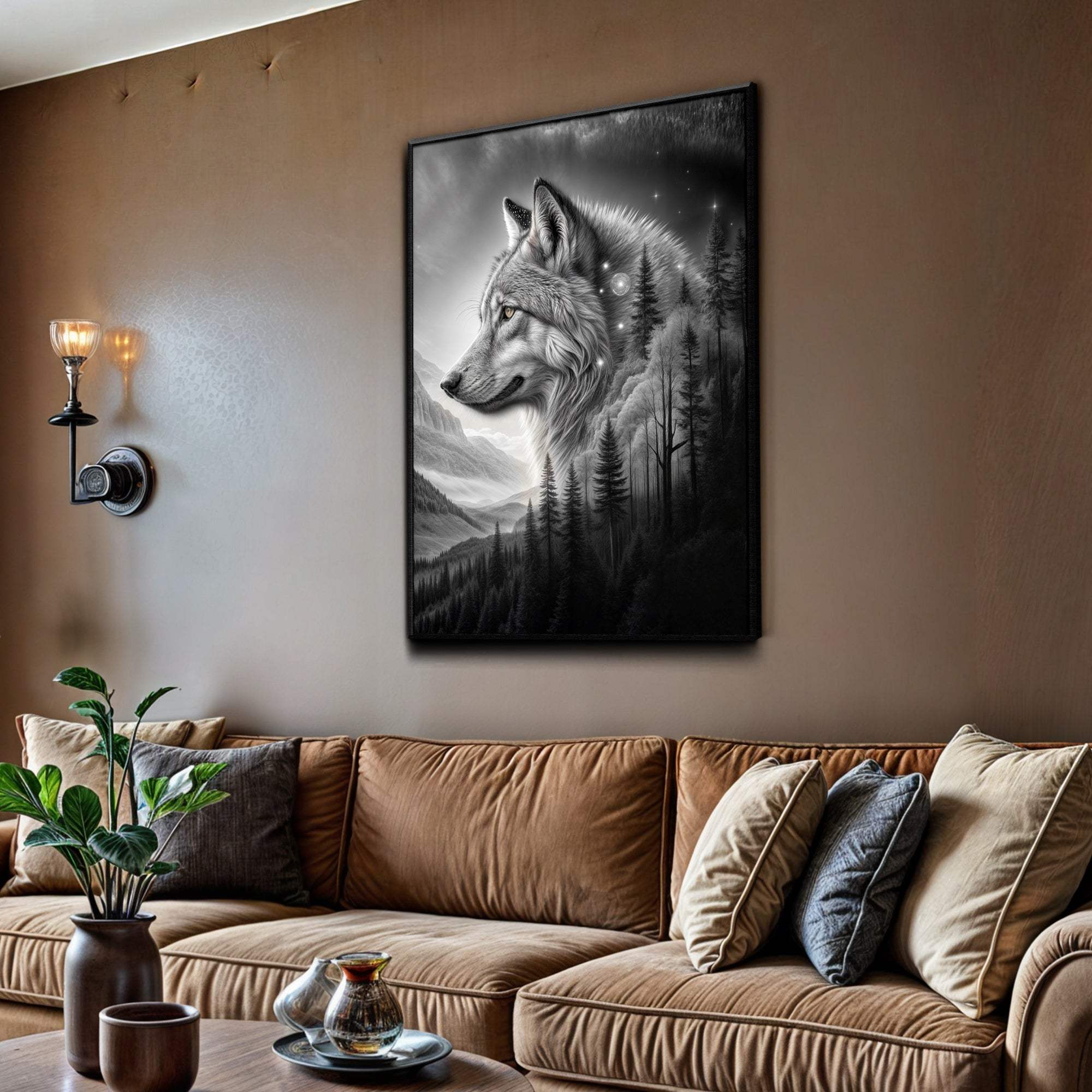 Wolf Double Exposure Wall Art II - Tailored Canvases - Flyclothing LLC