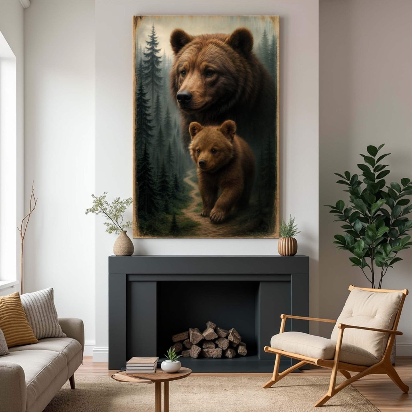 Path of the Wild Kin Bear and Cub Wall Art - Tailored Canvases - Flyclothing LLC