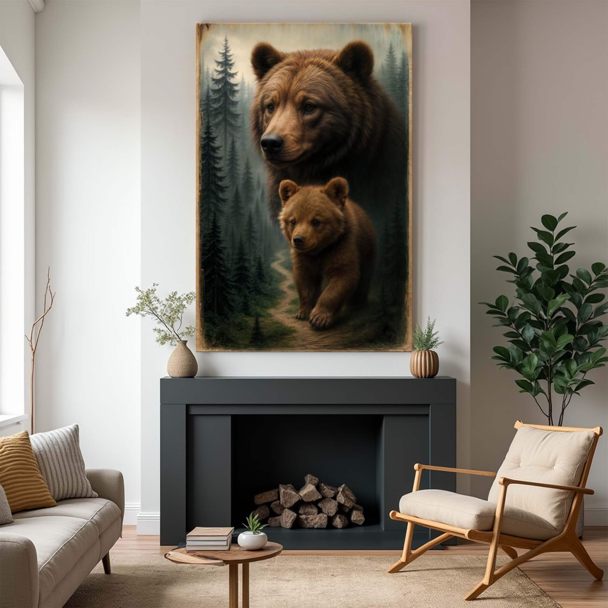 Path of the Wild Kin Bear and Cub Wall Art - Tailored Canvases - Flyclothing LLC