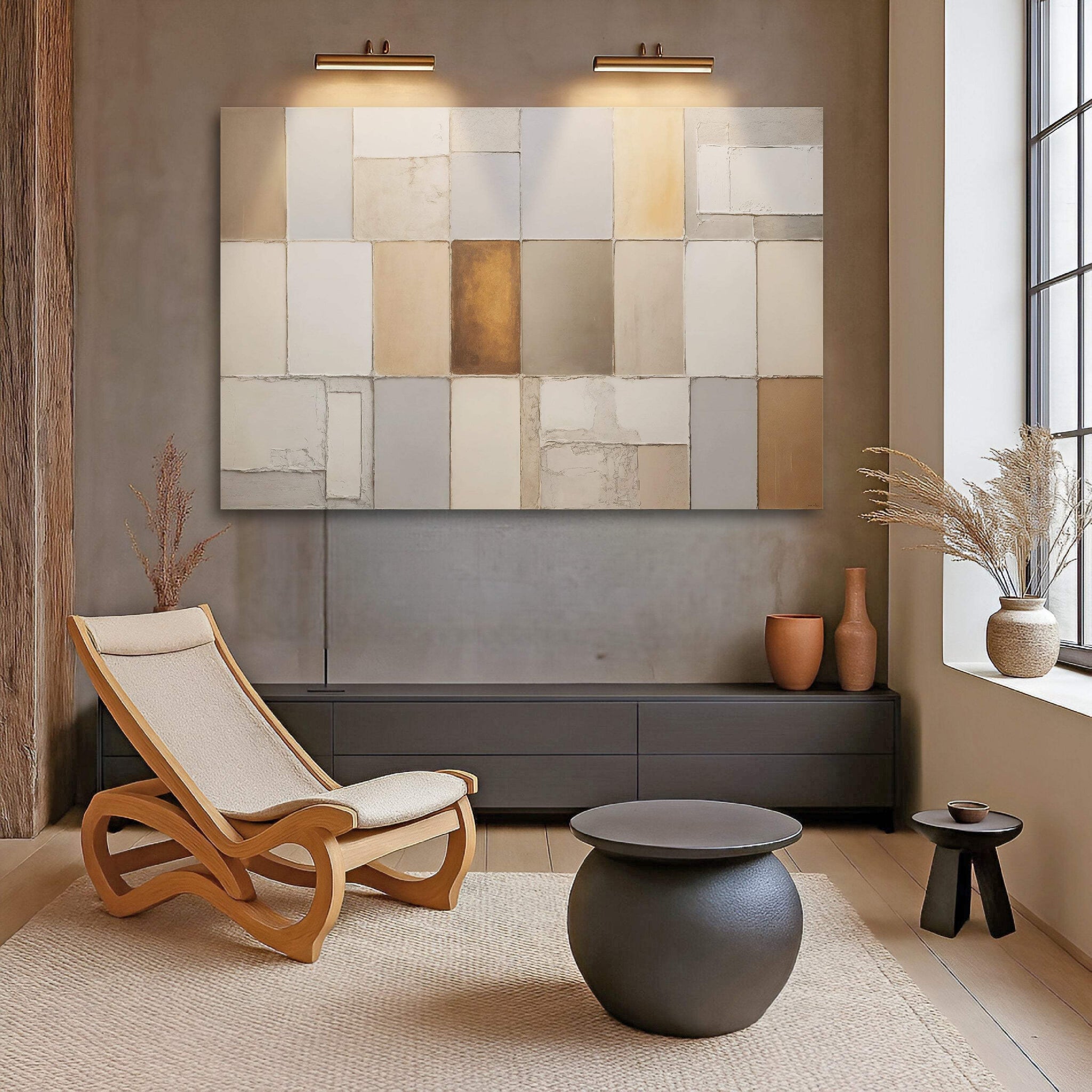Earth Tones Patchwork Geometric Wall Art - Tailored Canvases - Flyclothing LLC