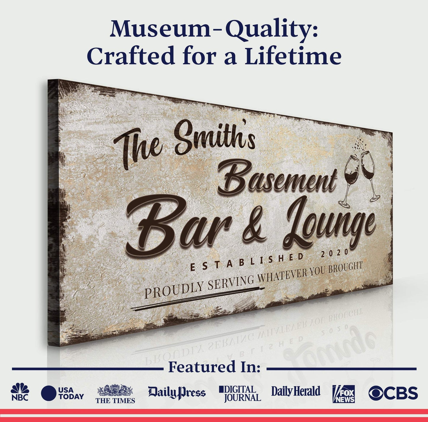 Personalized Basement Bar Sign: Custom Bar Signs for Home Bar – Perfect Man Cave Wall Decor - Tailored Canvases - Flyclothing LLC