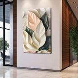 Elegant 3D Pastel Leaf Wall Art - Tailored Canvases - Flyclothing LLC