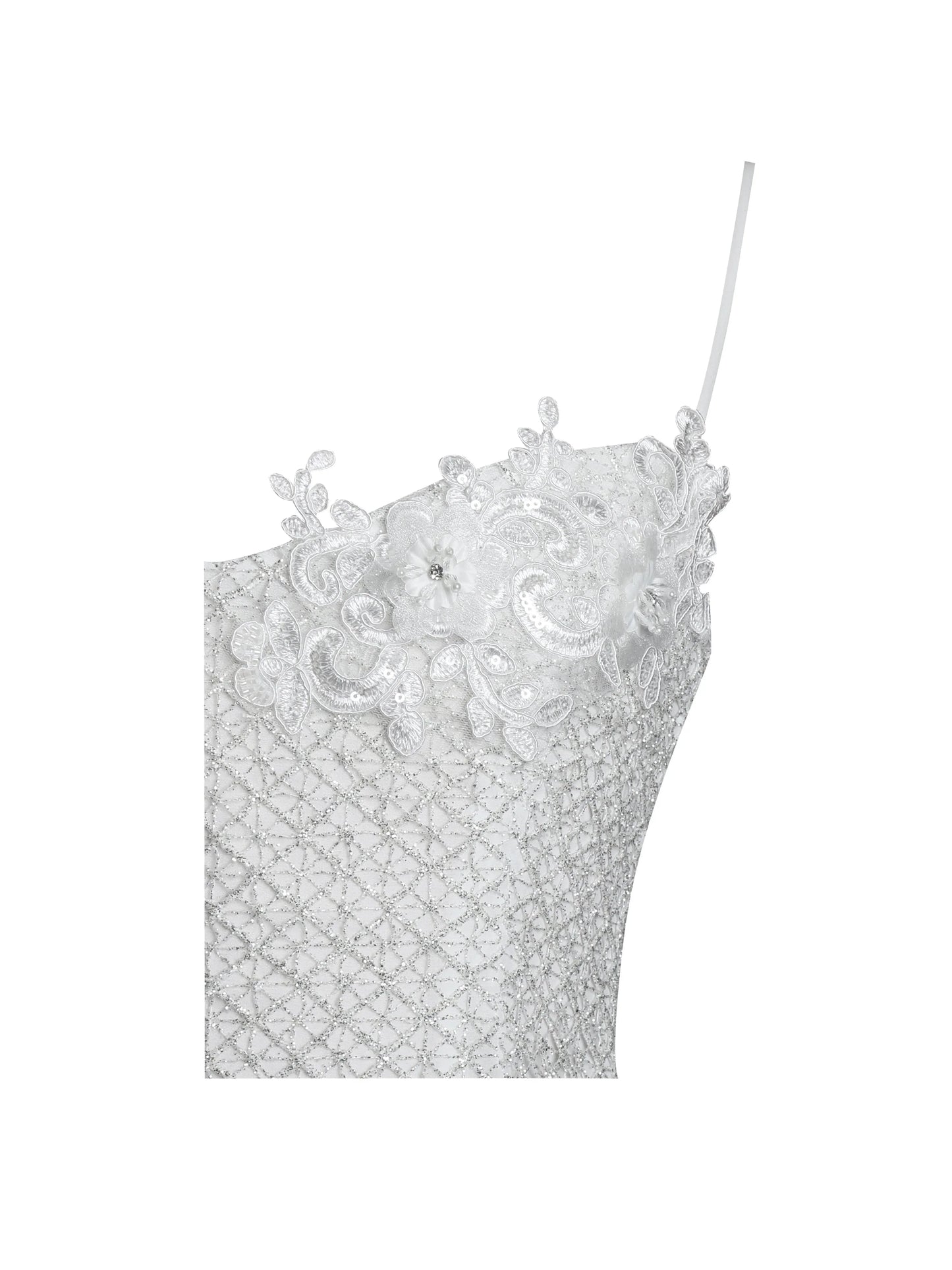 Fabiola Lace Trim Silver Net Top Mini Flare Chiffon Dress - Miss Circle - Flyclothing LLC