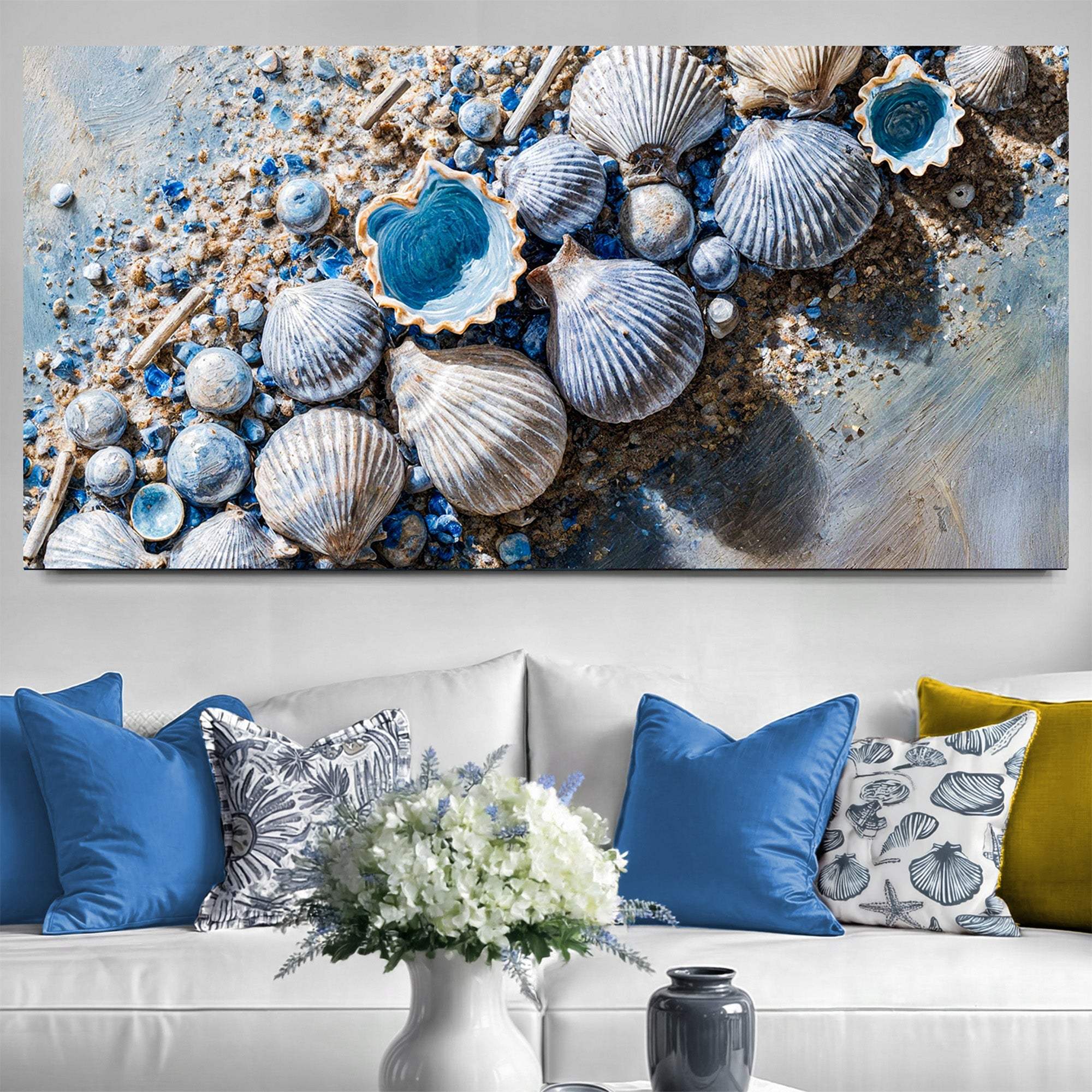 Sea Shells Modern Coastal Wall Art II - Tailored Canvases - Flyclothing LLC