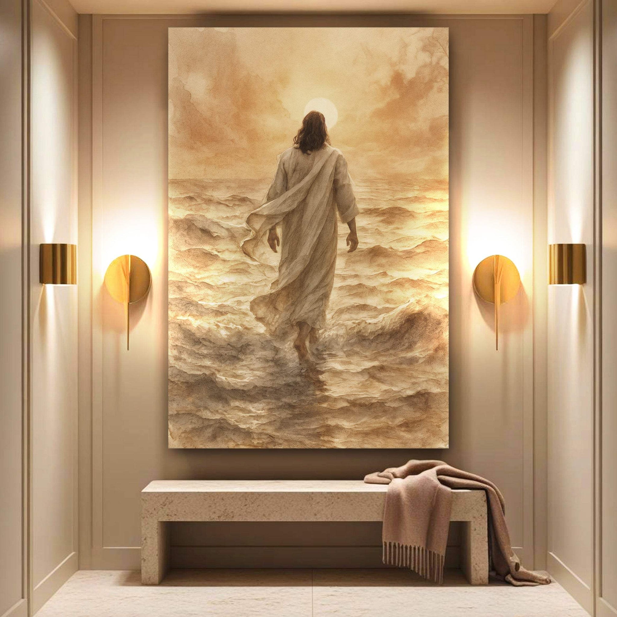 Jesus Christ Walking On Water Faith Wall Art VI - Tailored Canvases - Flyclothing LLC