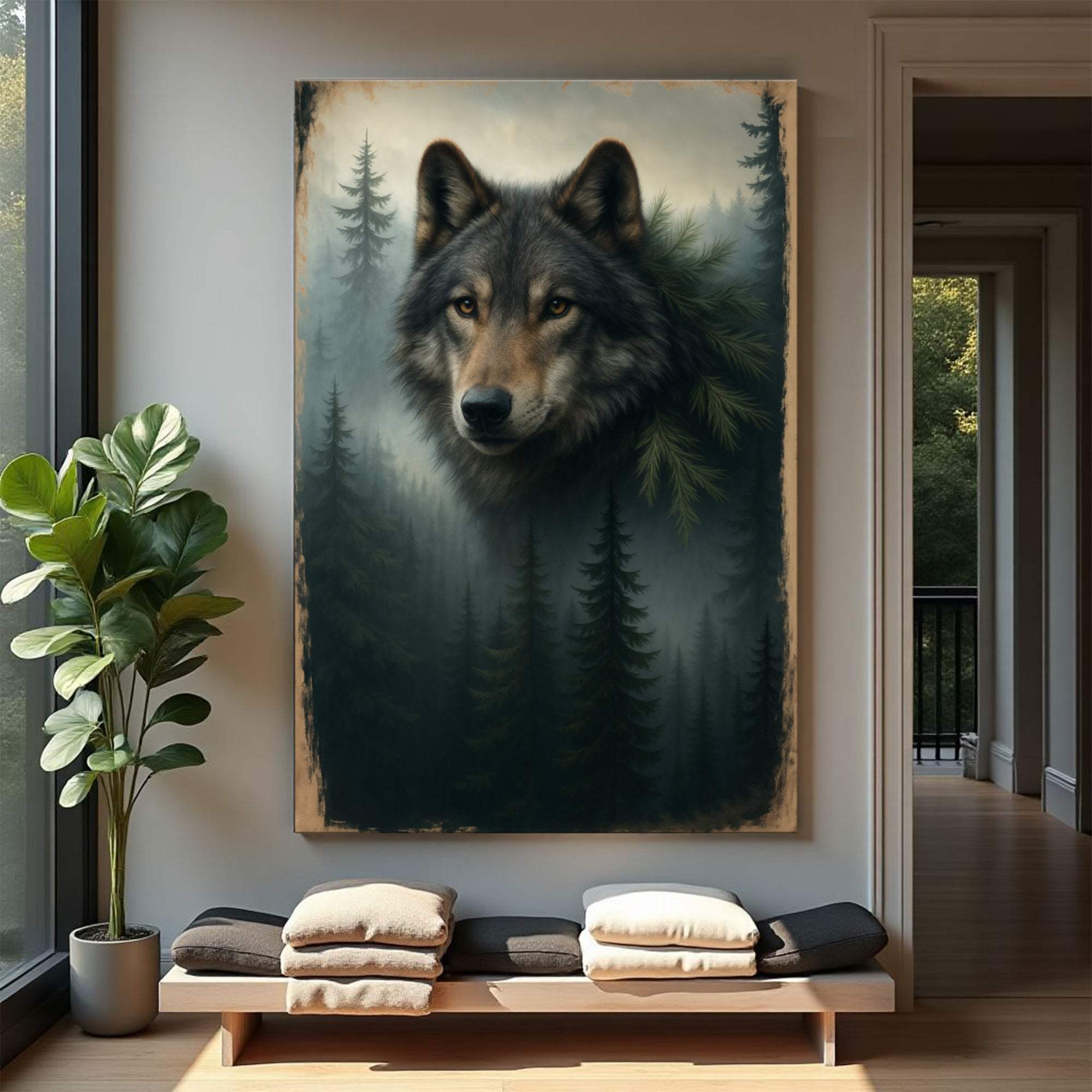 Wolf Double Exposure Wall Art V - Tailored Canvases - Flyclothing LLC