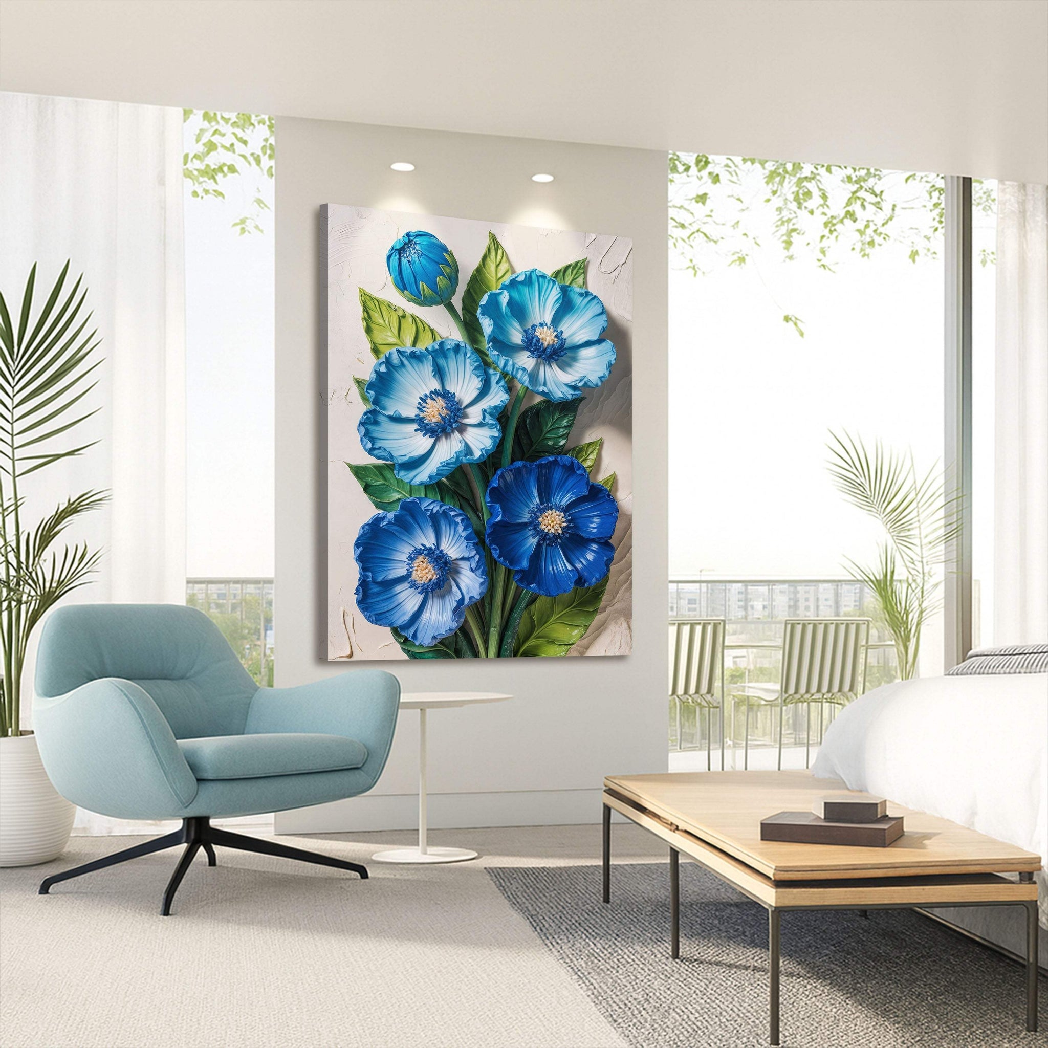 Blue Blossom Bouquet Wall Art - Tailored Canvases - Flyclothing LLC