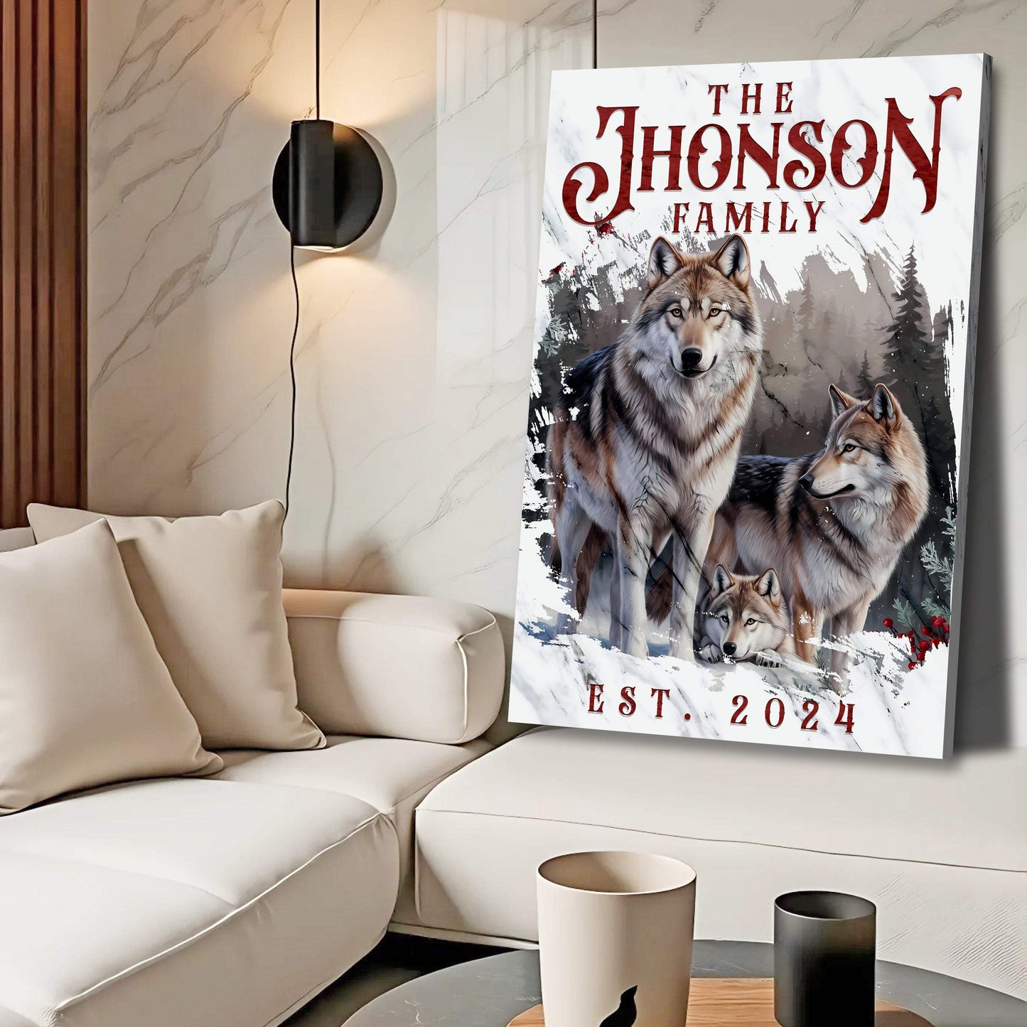 Personalized Wolf Family Wall Art - Tailored Canvases - Flyclothing LLC