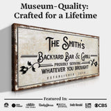 Backyard Bar & Grill Sign - Tailored Canvases - Flyclothing LLC
