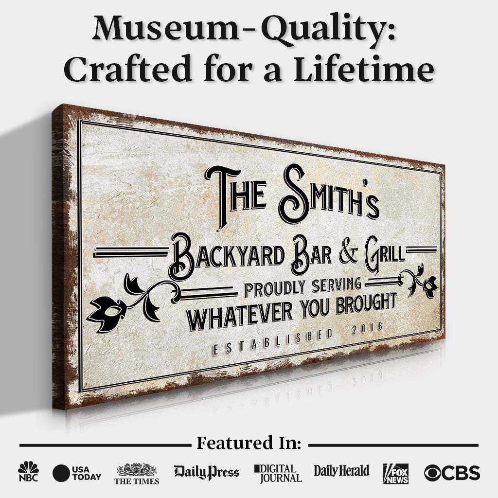 Backyard Bar & Grill Sign - Tailored Canvases - Flyclothing LLC
