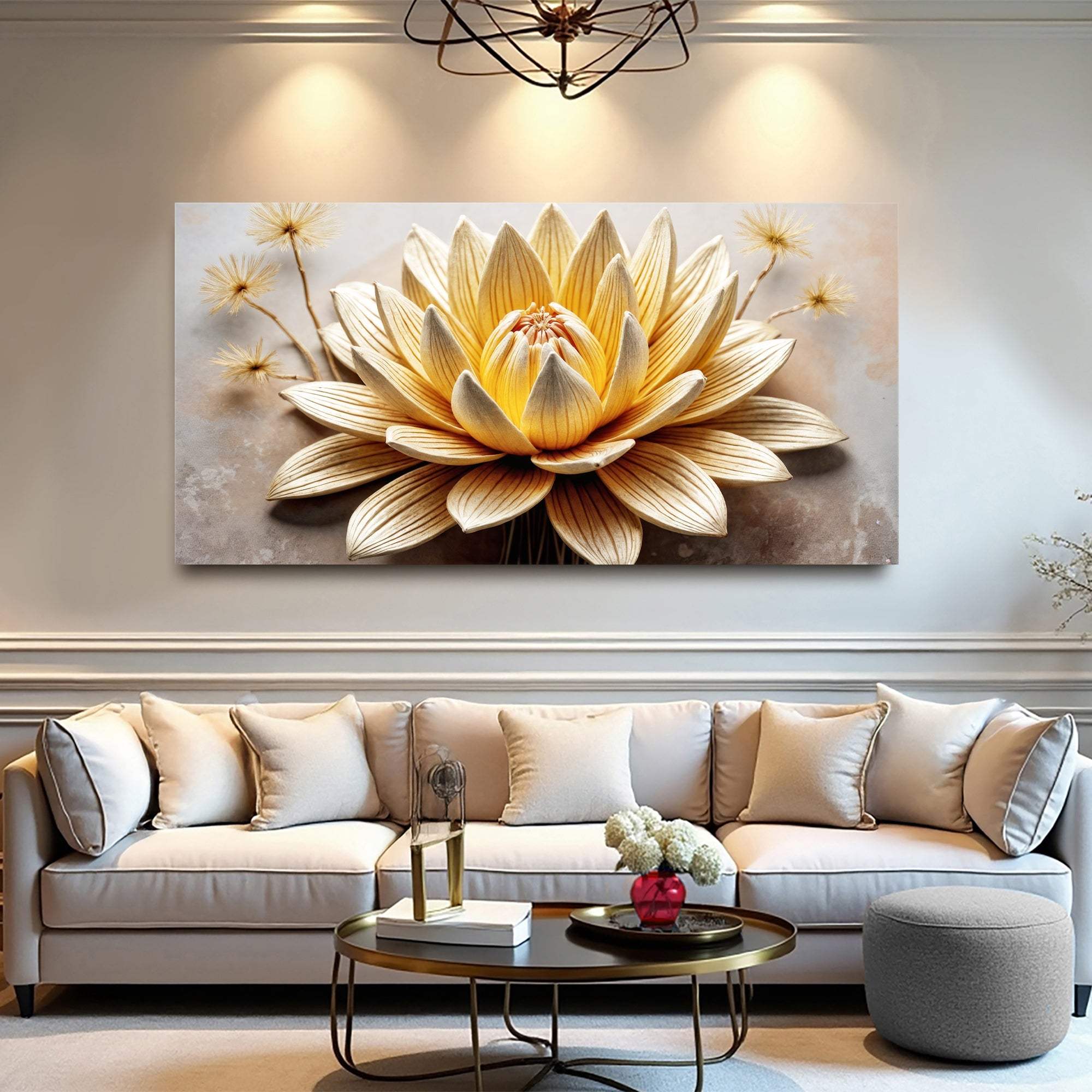 Golden Lotus Minimalist Abstract Wall Art II - Tailored Canvases - Flyclothing LLC