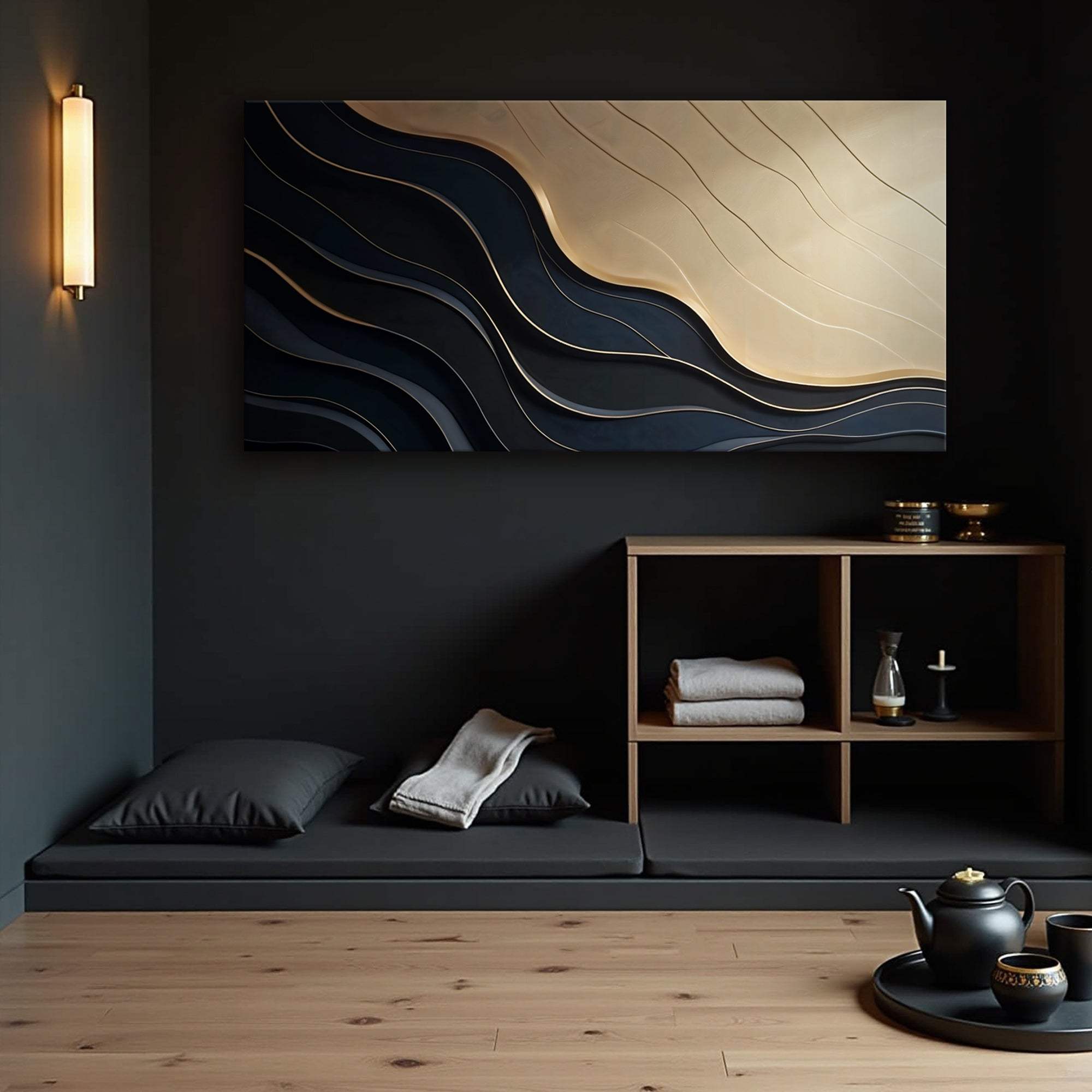 Black And Gold Minimalist Abstract VII - Tailored Canvases - Flyclothing LLC