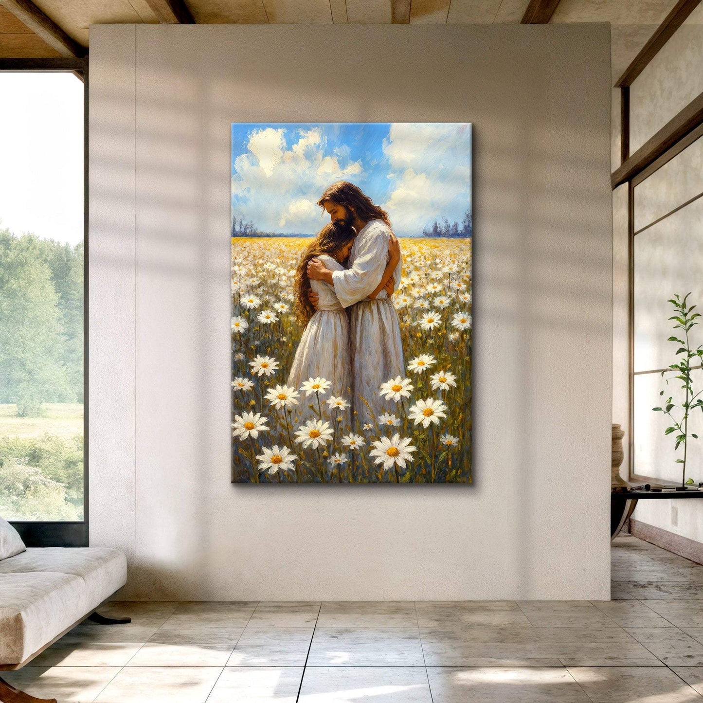 Jesus Hugging Woman Faith Wall Art II - Tailored Canvases - Flyclothing LLC