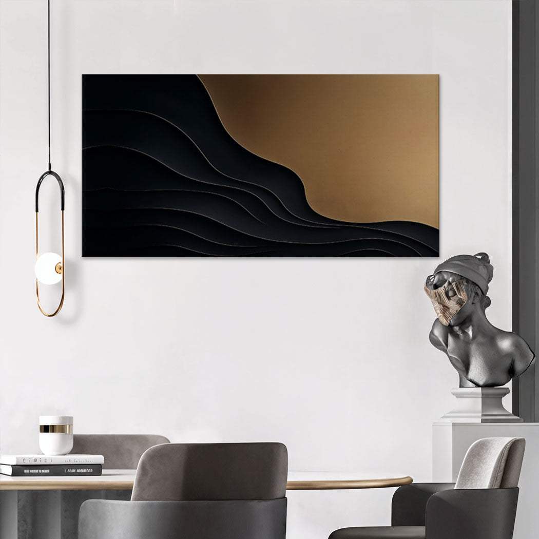 Black And Gold Minimalist Abstract X - Tailored Canvases - Flyclothing LLC