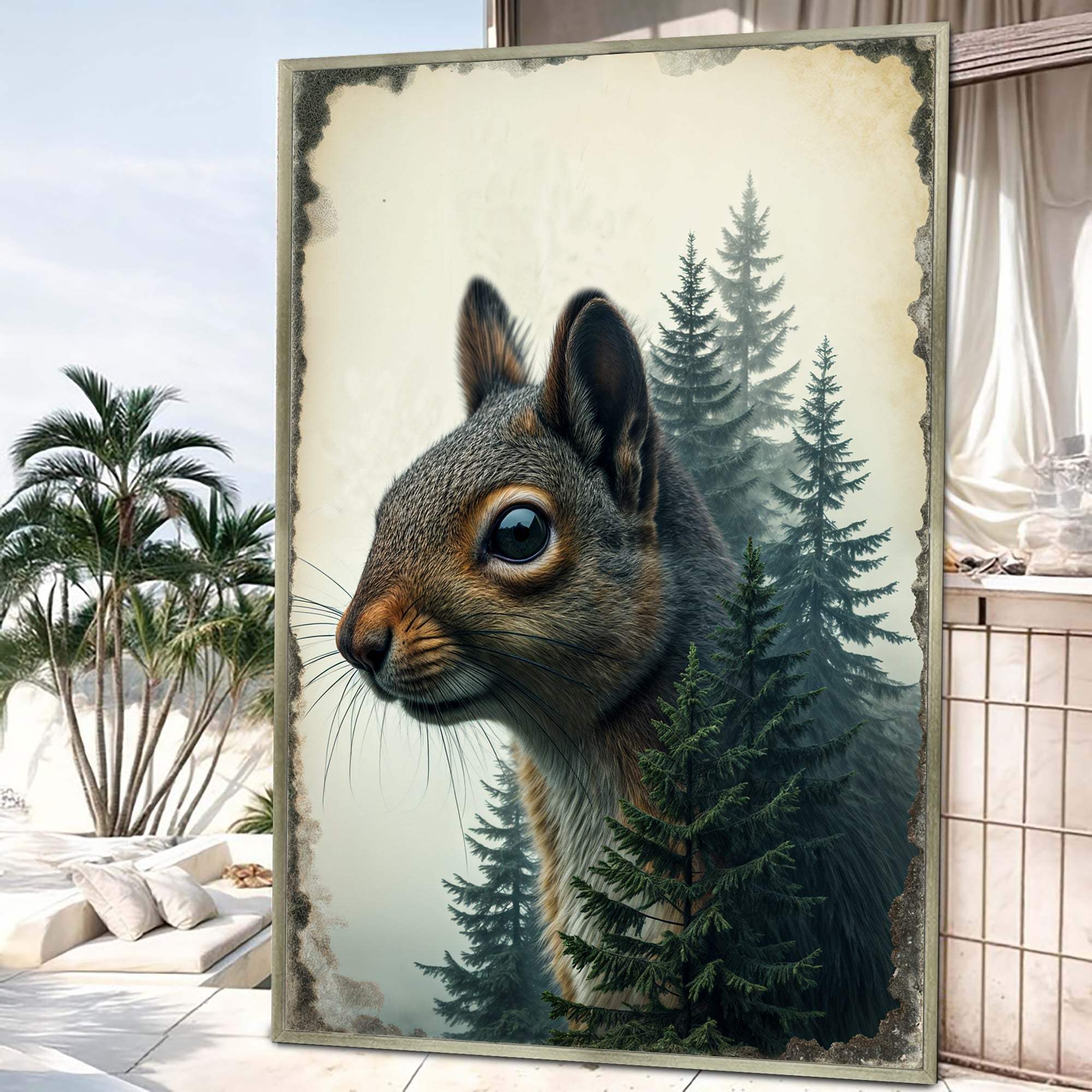 Squirrel Double Exposure Wall Art - Tailored Canvases - Flyclothing LLC