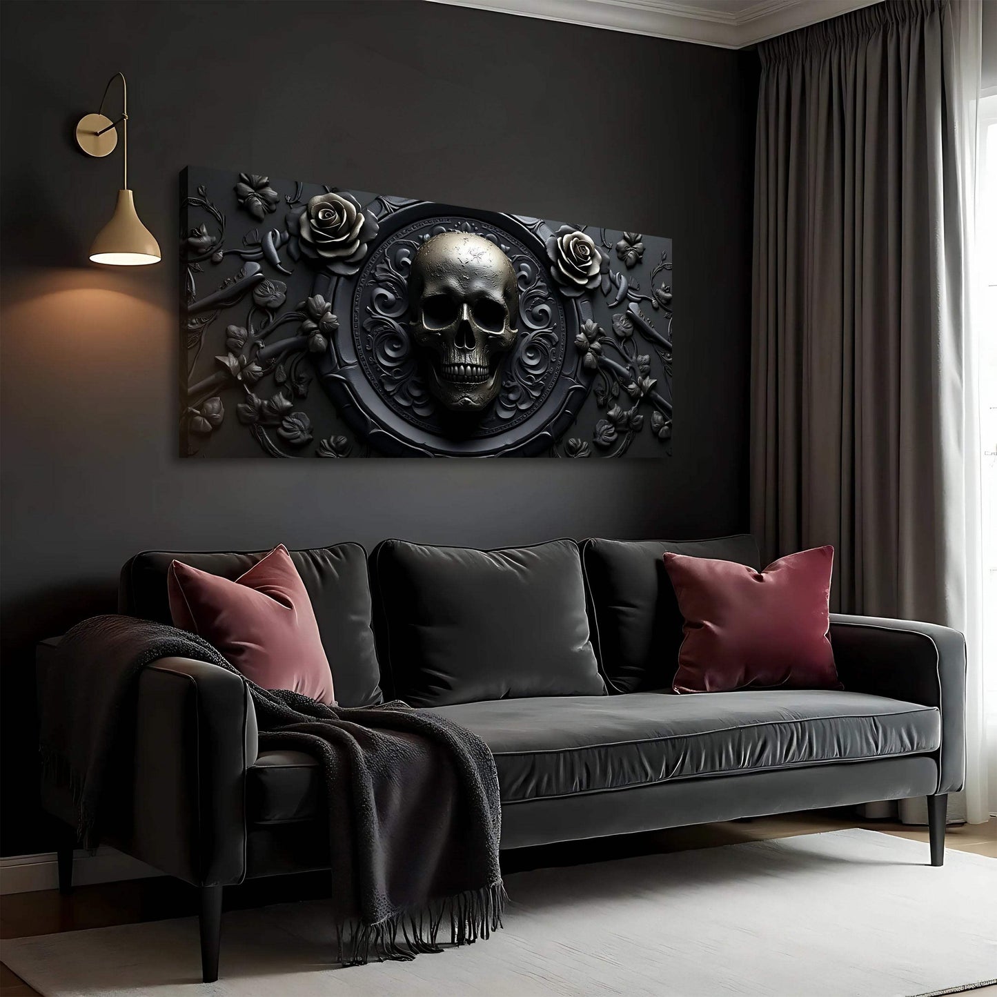 3D Rose and Skull Wall Art VI - Tailored Canvases - Flyclothing LLC